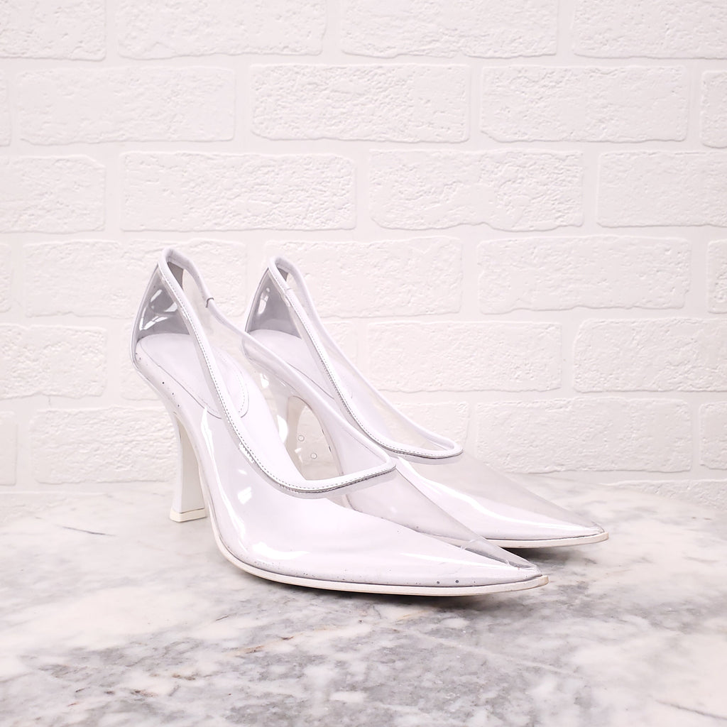 MAISON MARGIELA WHITE LUCITE HEELS - SIZE 40