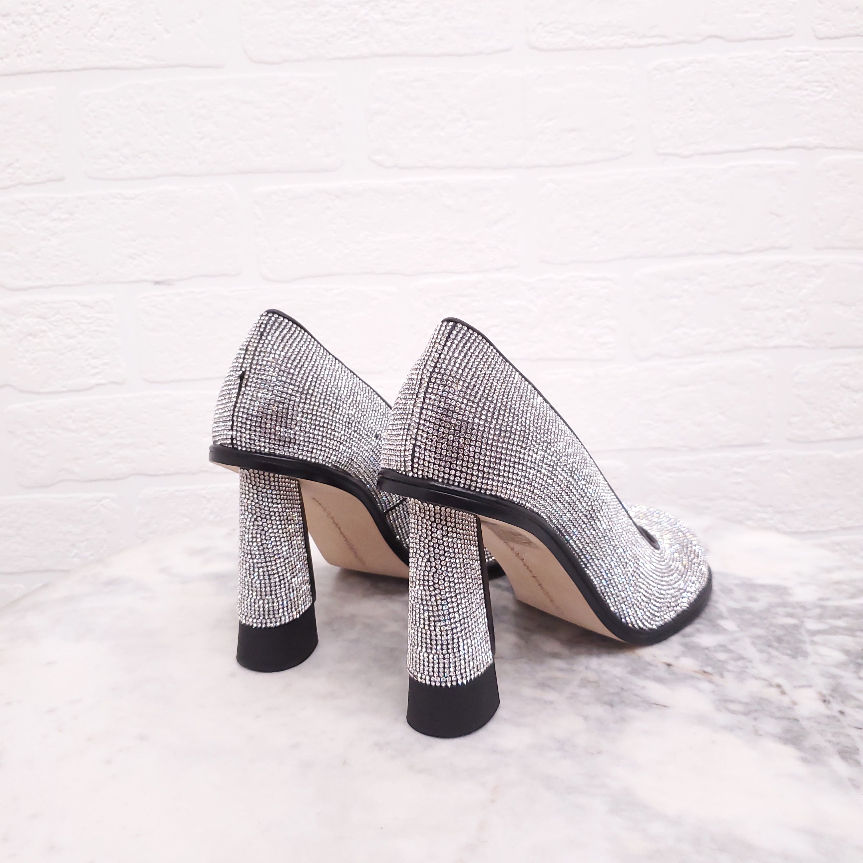 MARCO DE VINCENZO CRYSTAL ROUND TOE HEELS - SIZE 36