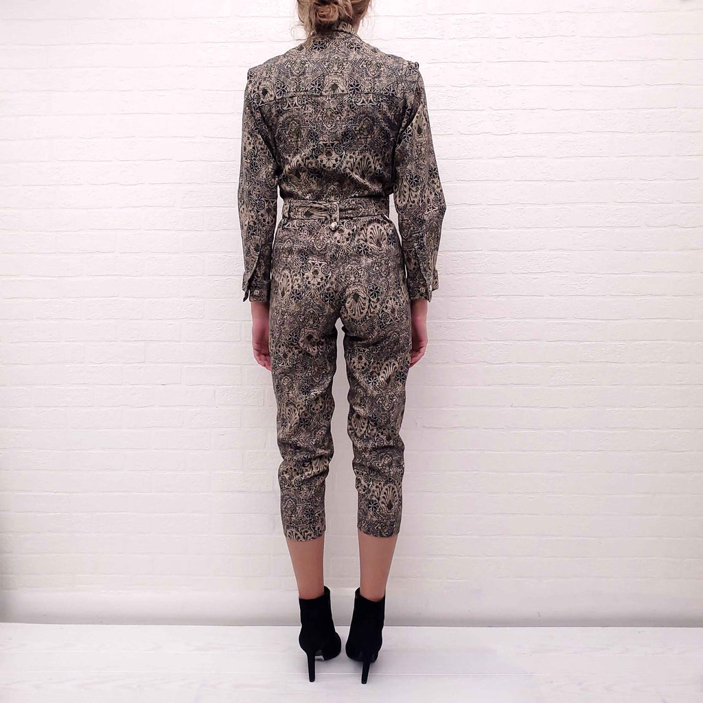 MARIACHER PATTERNED DENIM STRETCH JUMPSUIT - SIZE XS