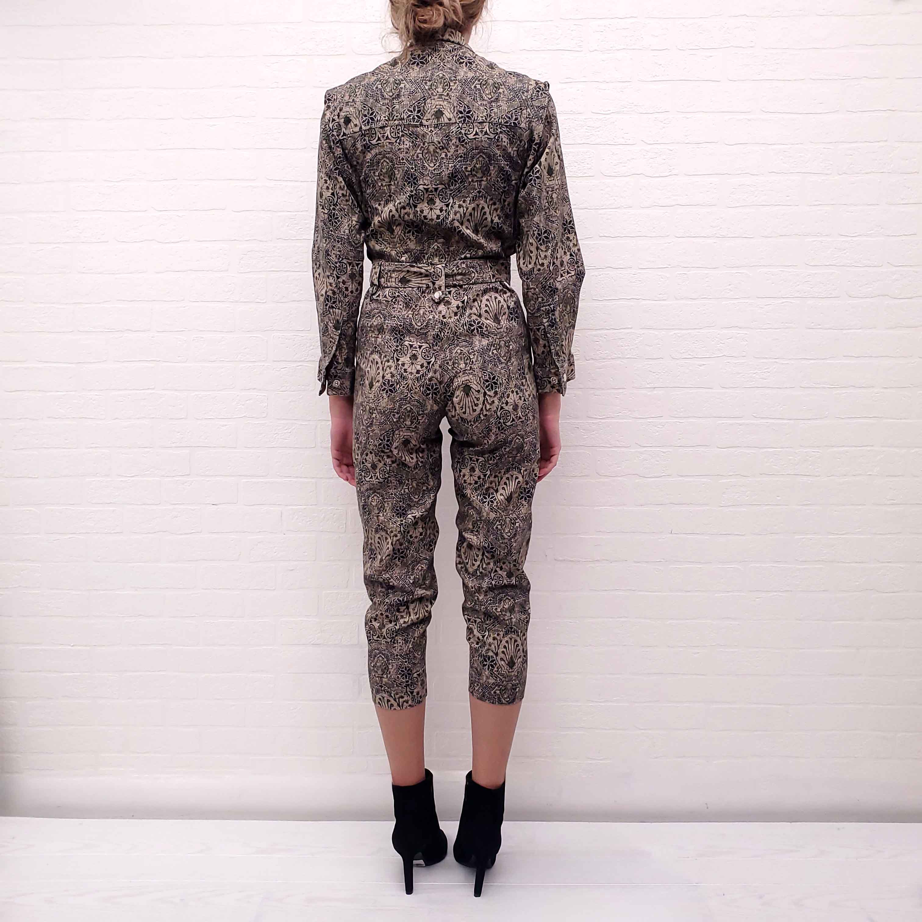 MARIACHER PATTERNED DENIM STRETCH JUMPSUIT - SIZE XS
