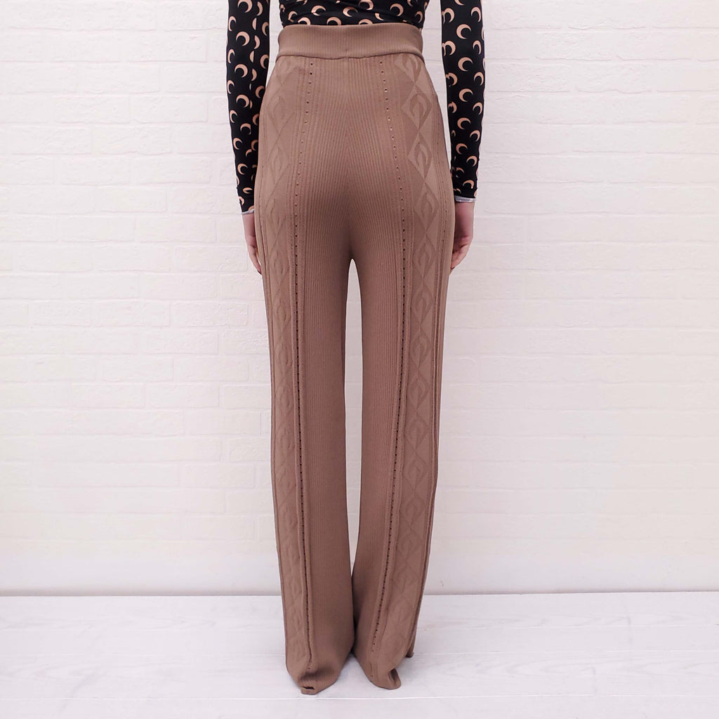 MARINE SERRE POINTELLE KNITTED PANTS BEIGE - SIZE S