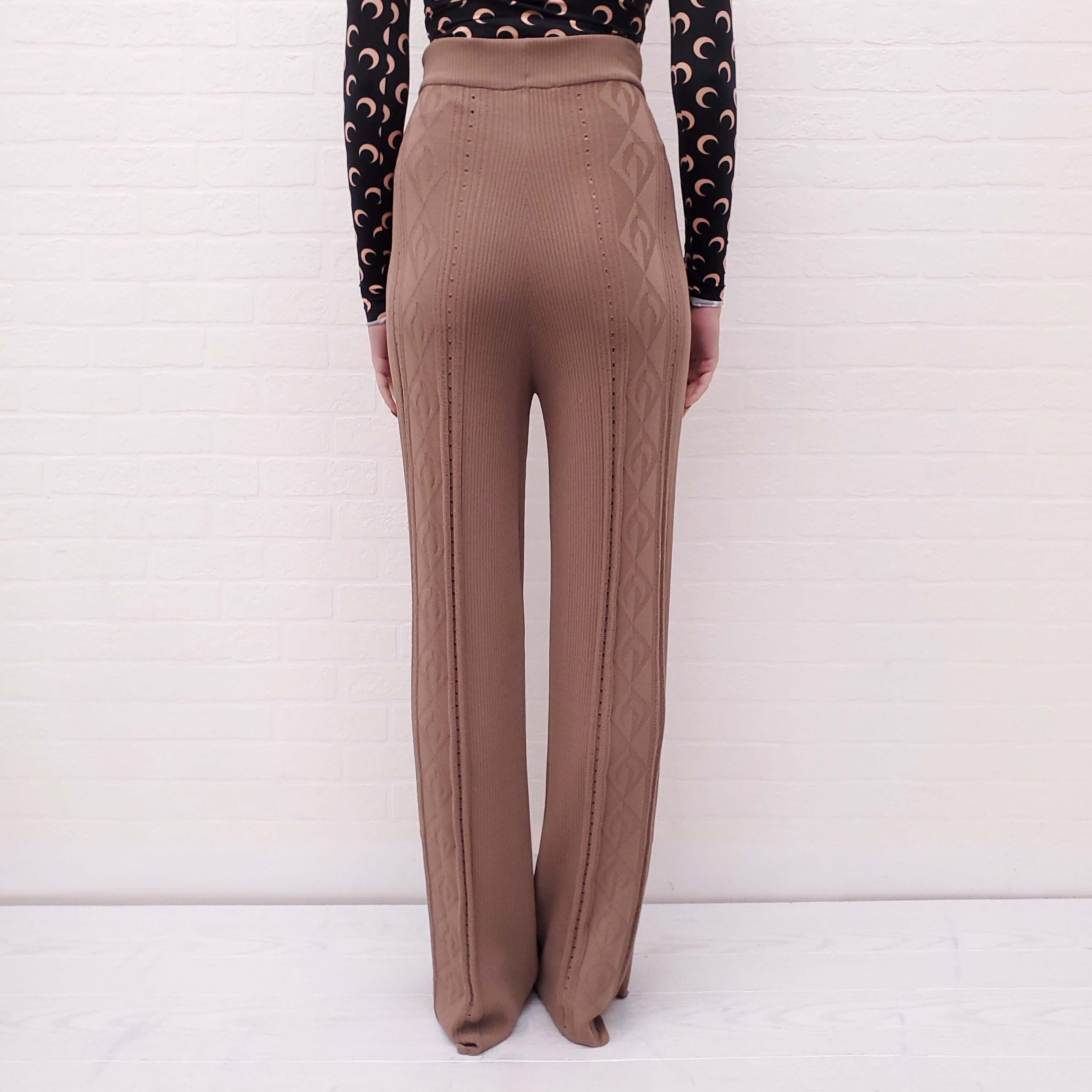 MARINE SERRE POINTELLE KNITTED PANTS BEIGE - SIZE S