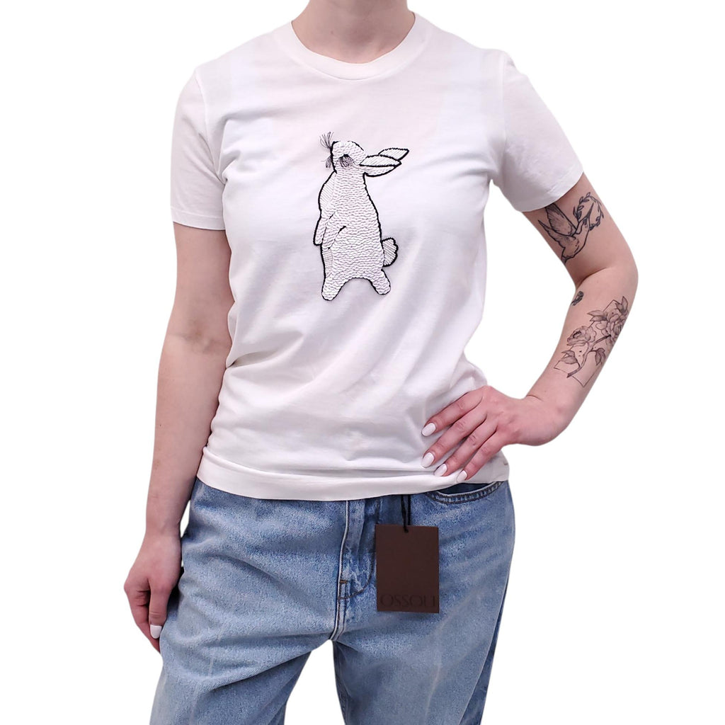 MARKUS LUPFER SEQUIN BUNNY T-SHIRT - SIZE L