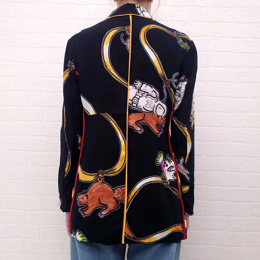 MARNI BLACK CRACKER JACK PRINT BLOUSE - SIZE 42