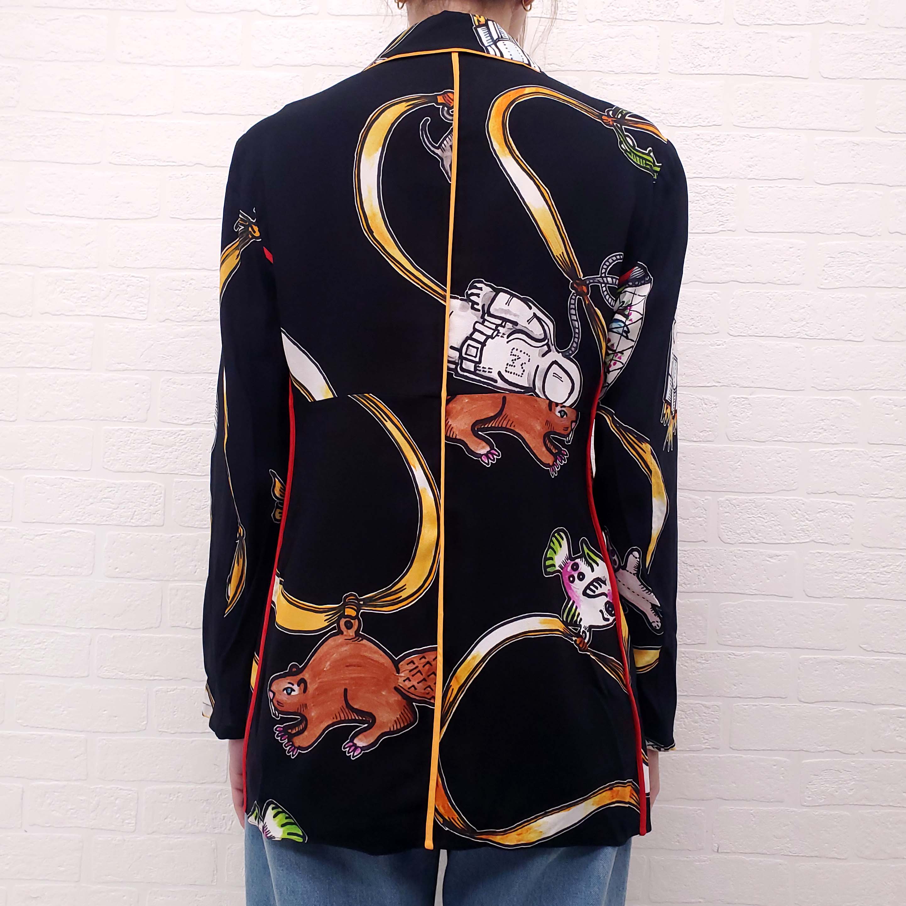 MARNI BLACK CRACKER JACK PRINT BLOUSE - SIZE 42
