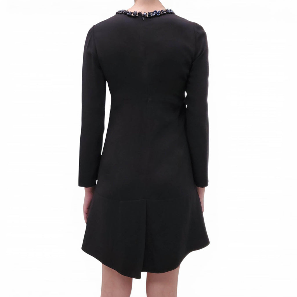 MARNI BLACK DRESS WITH BLUE BEADED NECKLINE - SIZE 40