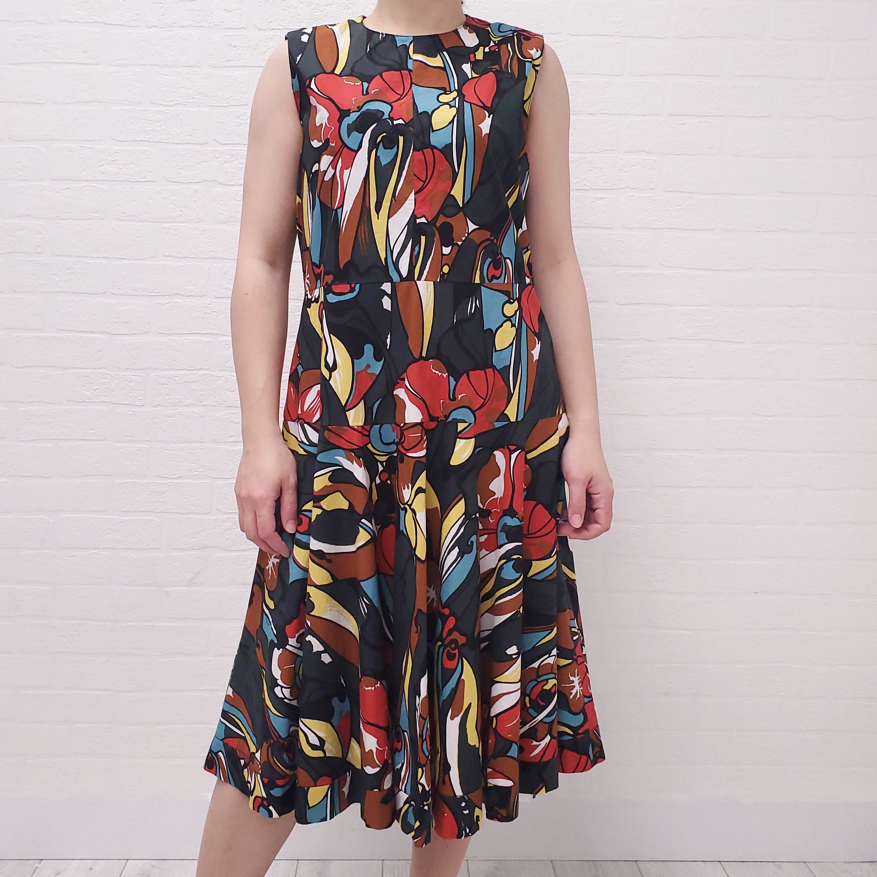MARNI FLORAL PATTERNED COTTON DRESS - SIZE 44