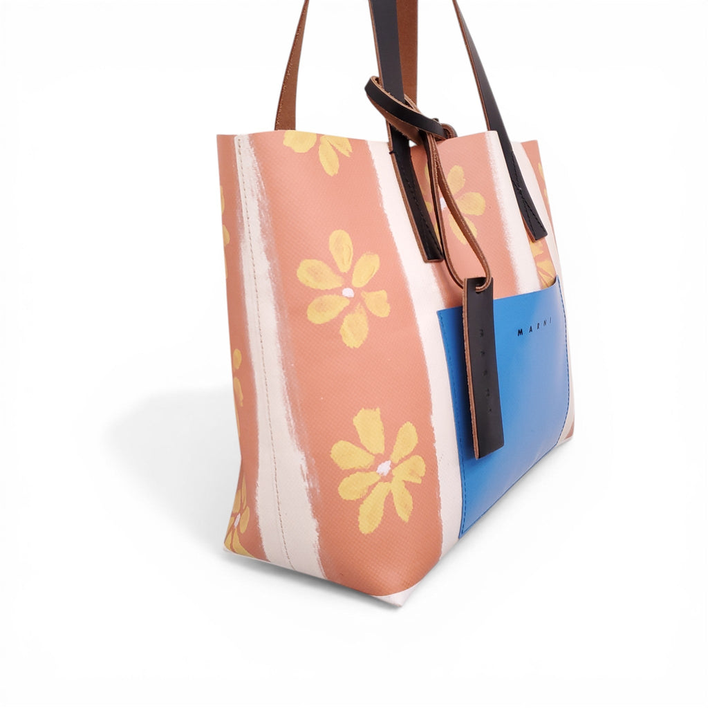 MARNI ORANGE ORCHIDS SHOPPING TOTE