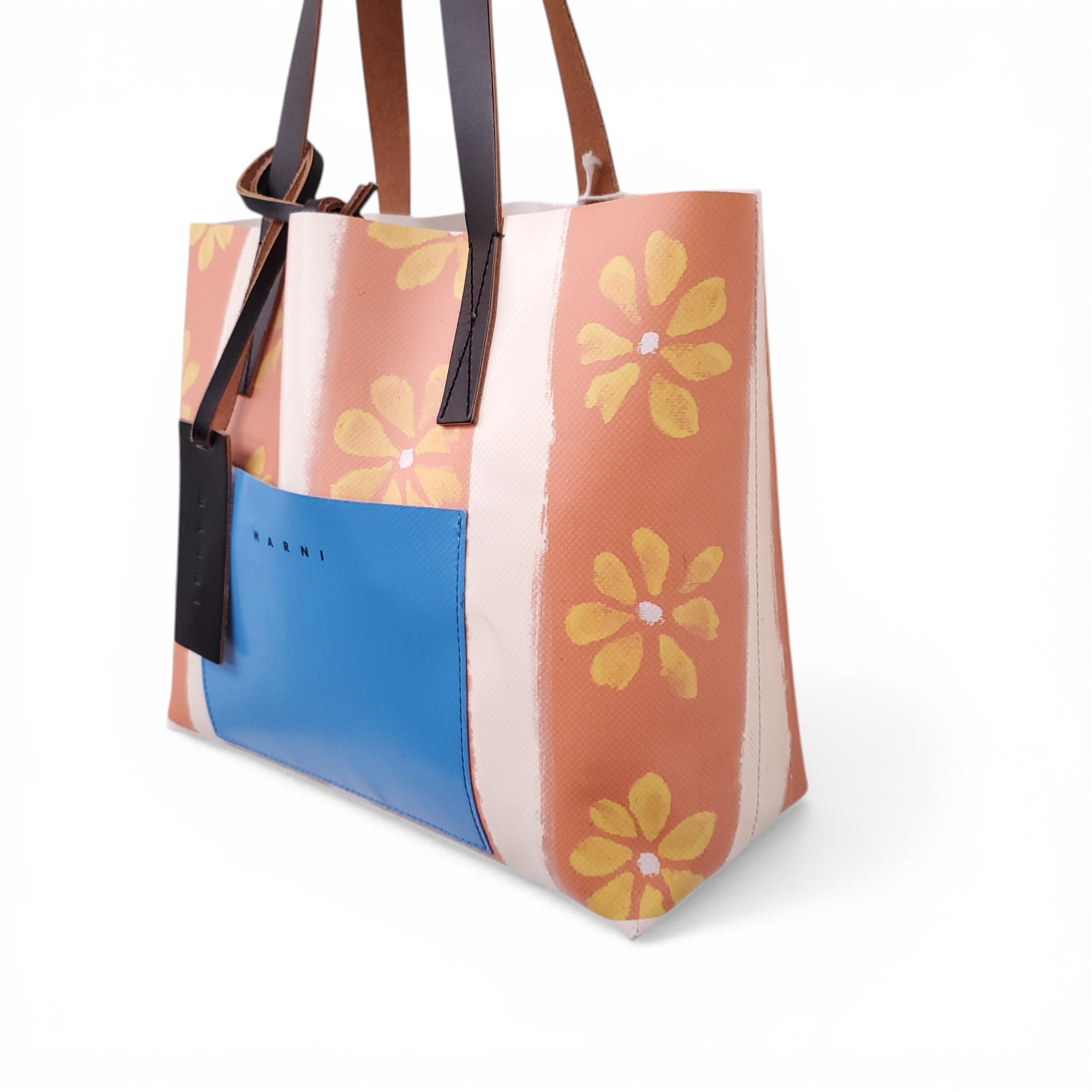 MARNI ORANGE ORCHIDS SHOPPING TOTE