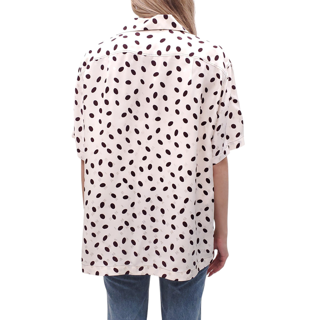 MARNI POLKA DOT LOGO SHORT-SLEEVE BLOUSE - SIZE 42