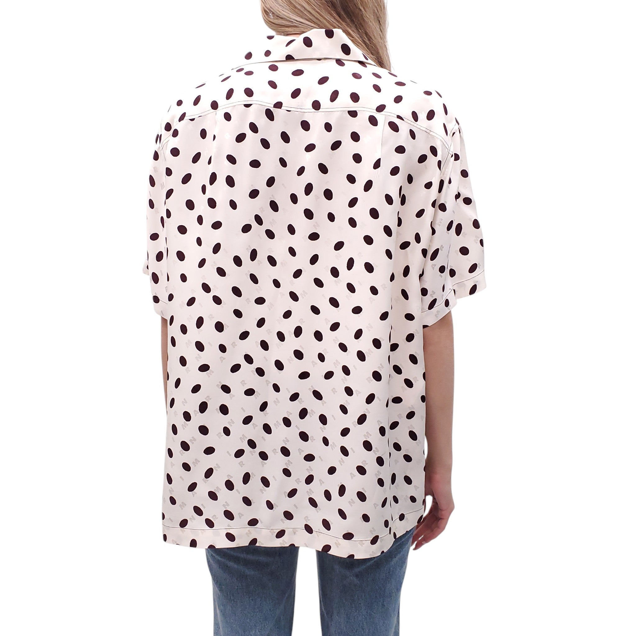 MARNI POLKA DOT LOGO SHORT-SLEEVE BLOUSE - SIZE 42