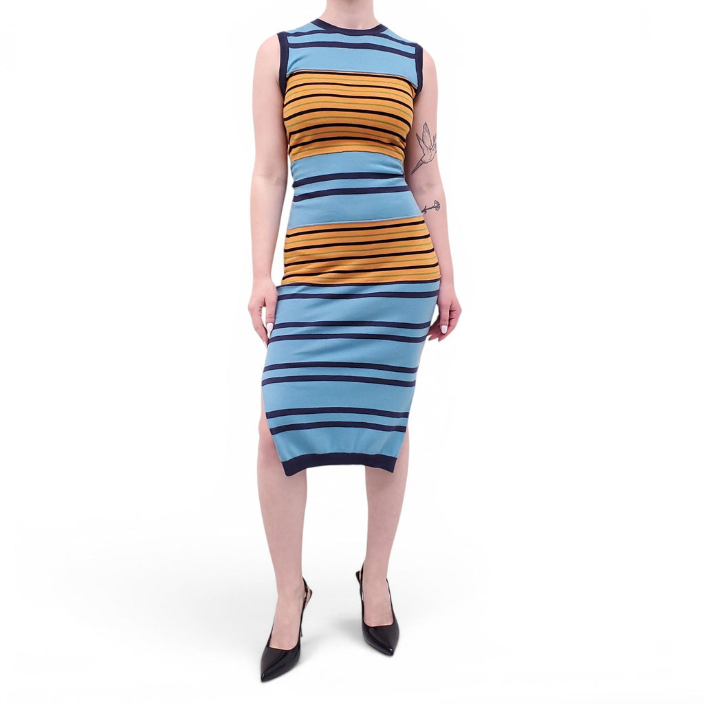 MARNI SLEEVELESS STRIPED SWEATER DRESS WITH LOGO - SIZE 38