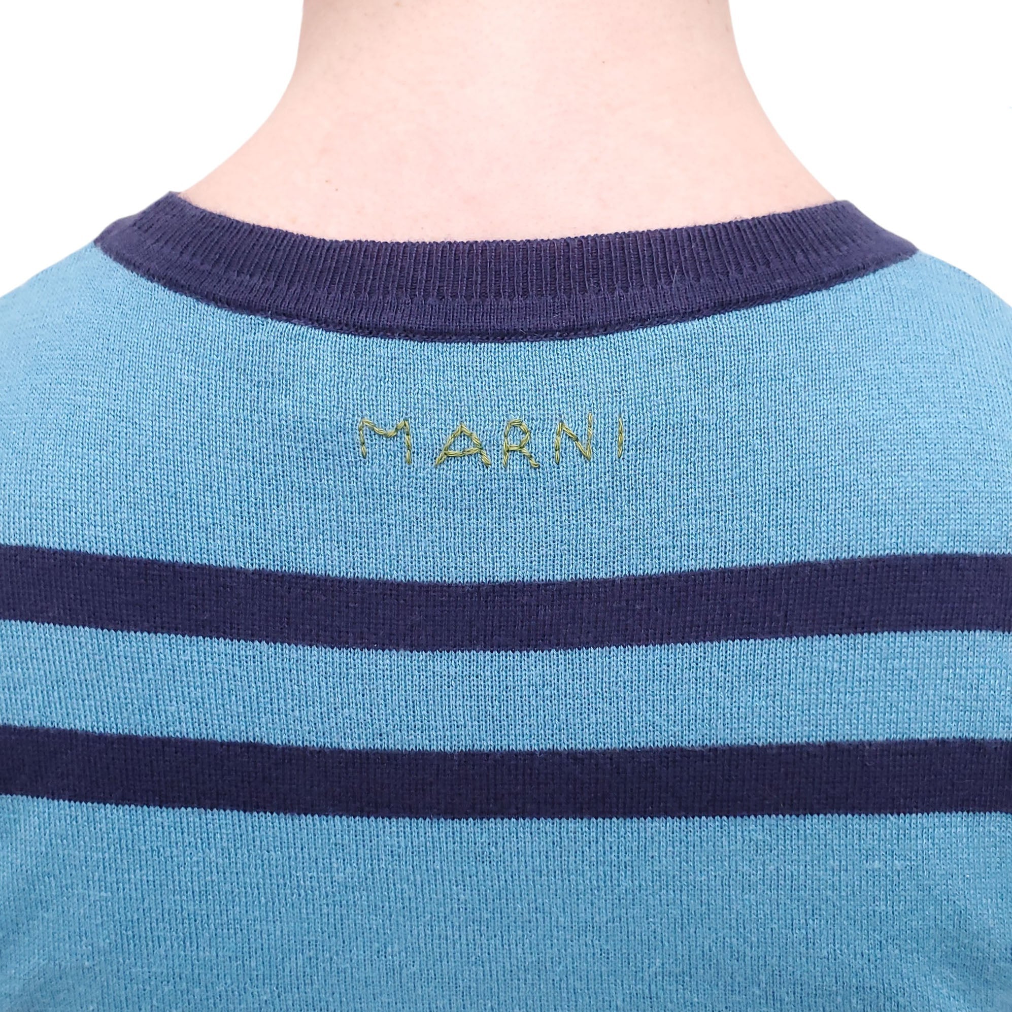 MARNI SLEEVELESS STRIPED SWEATER DRESS WITH LOGO - SIZE 38