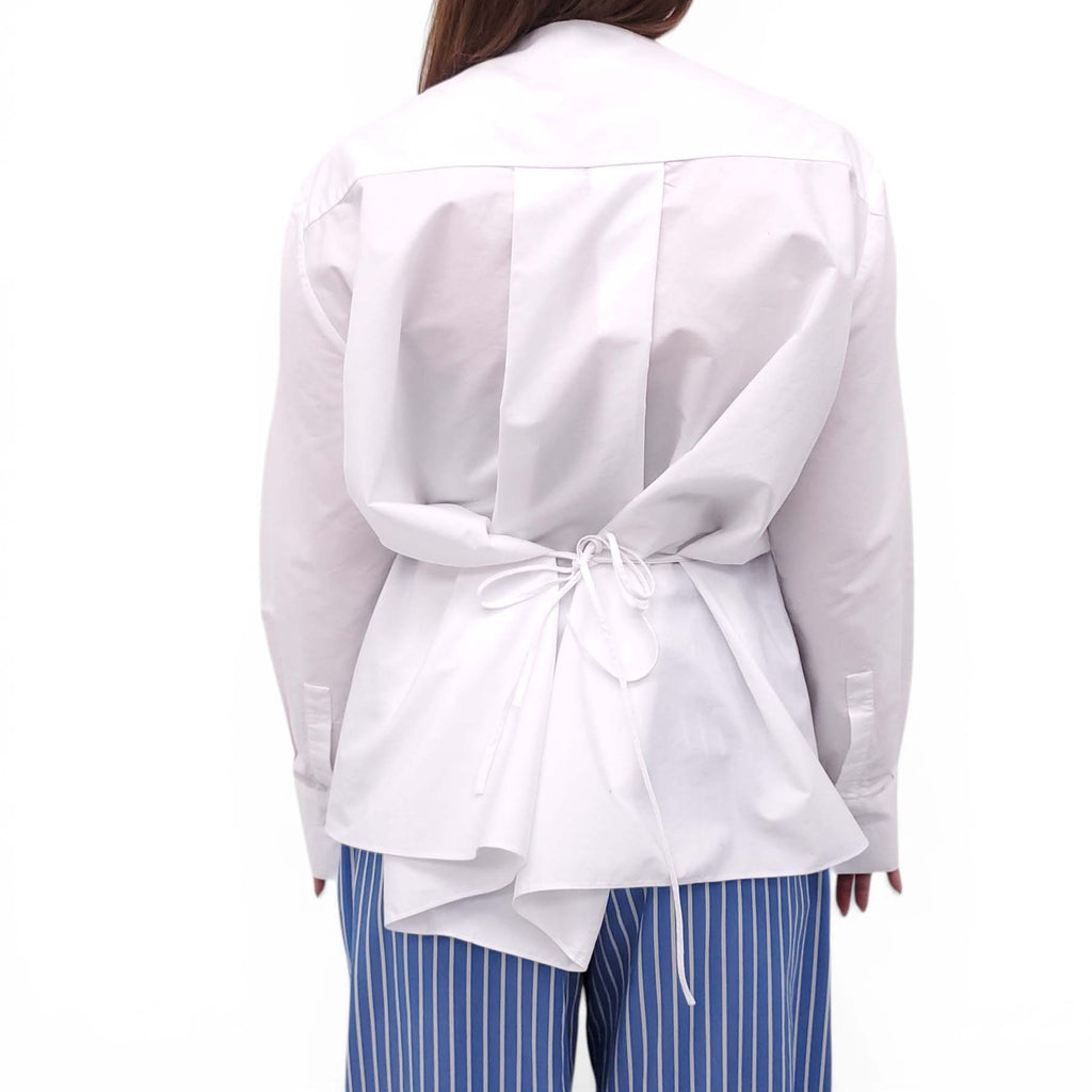 MARNI WHITE BOATNECK BLOUSE WITH CINCHED DETAIL - SIZE 42