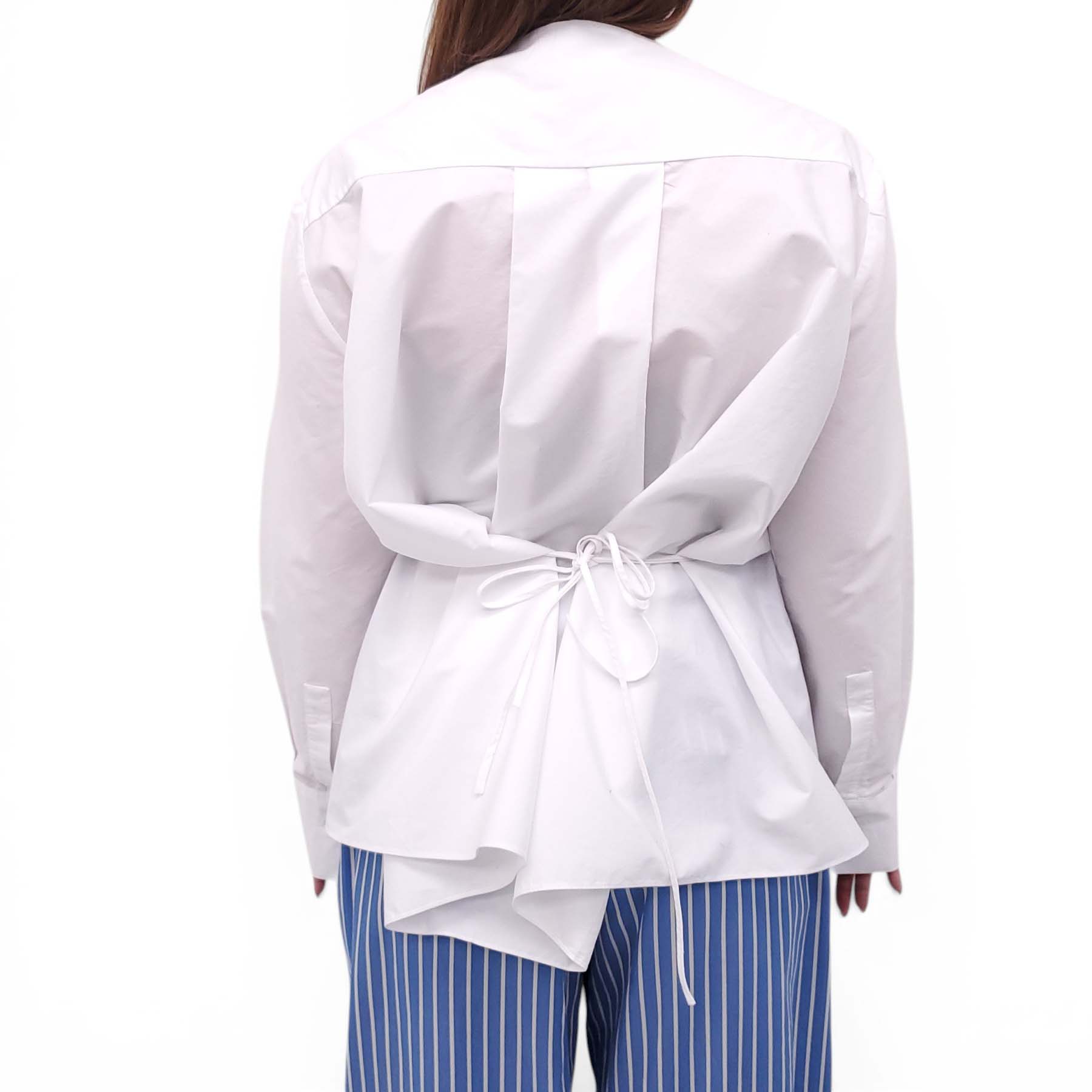 MARNI WHITE BOATNECK BLOUSE WITH CINCHED DETAIL - SIZE 42