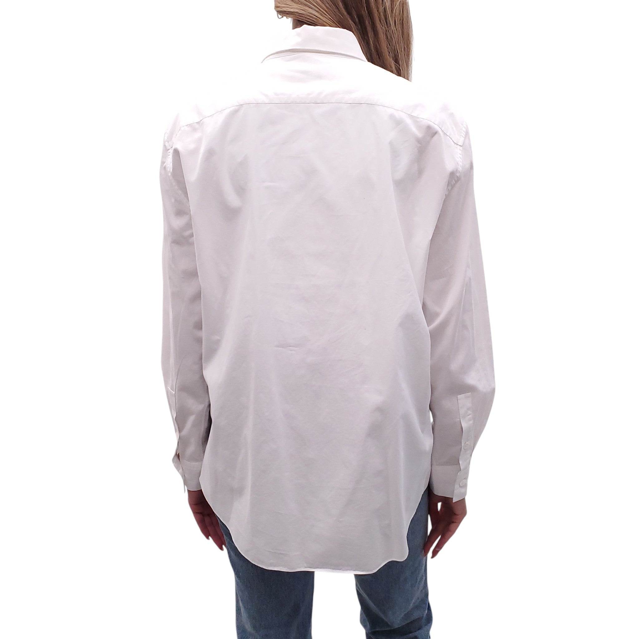 MARNI WHITE SHIRT WITH ROSE PRINT DETAIL - SIZE 44