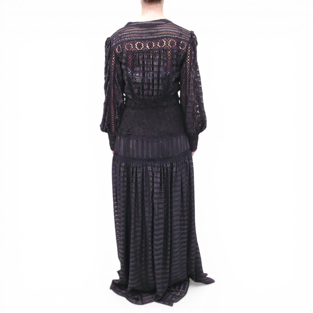 MARTHA MEDEIROS STRIPED LACE METALLIC PATTERNED DRESS - SIZE 44