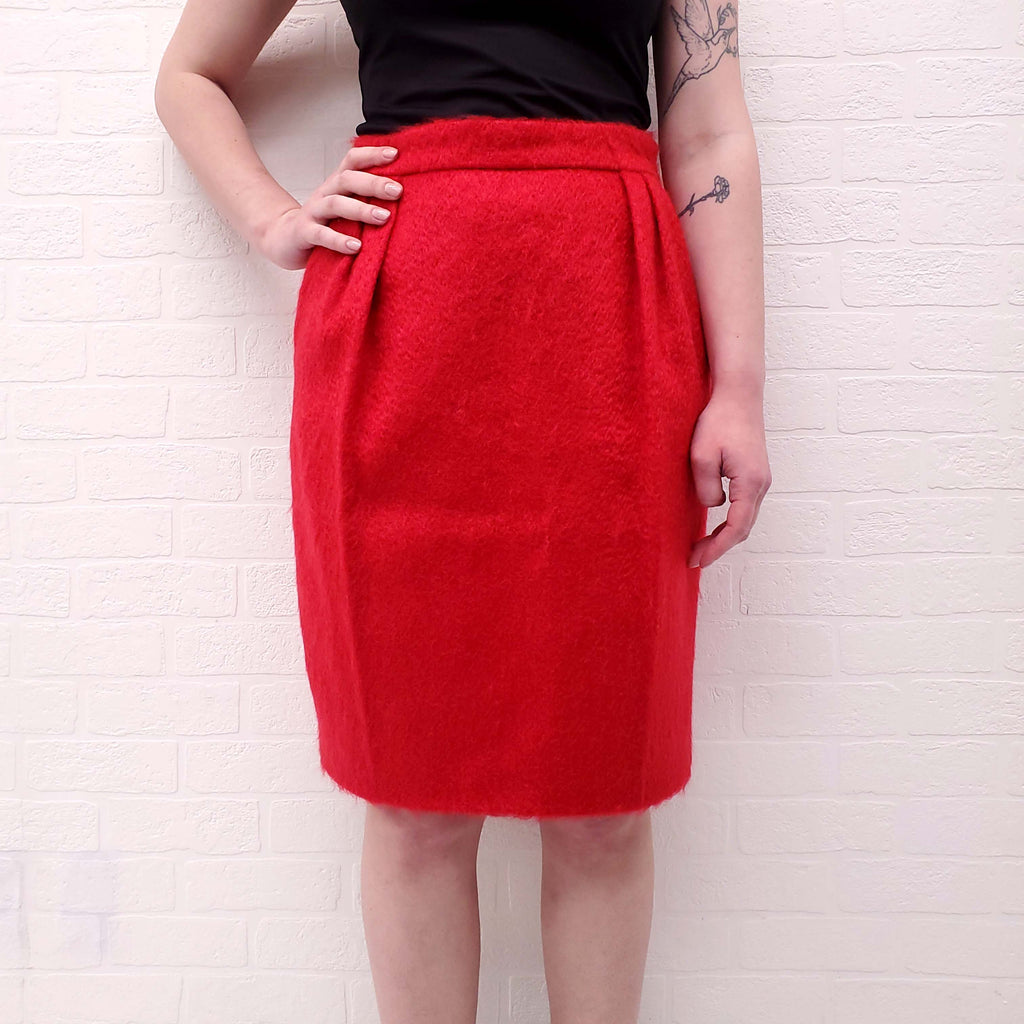MAX MARA RED WOOL SKIRT - SIZE 8