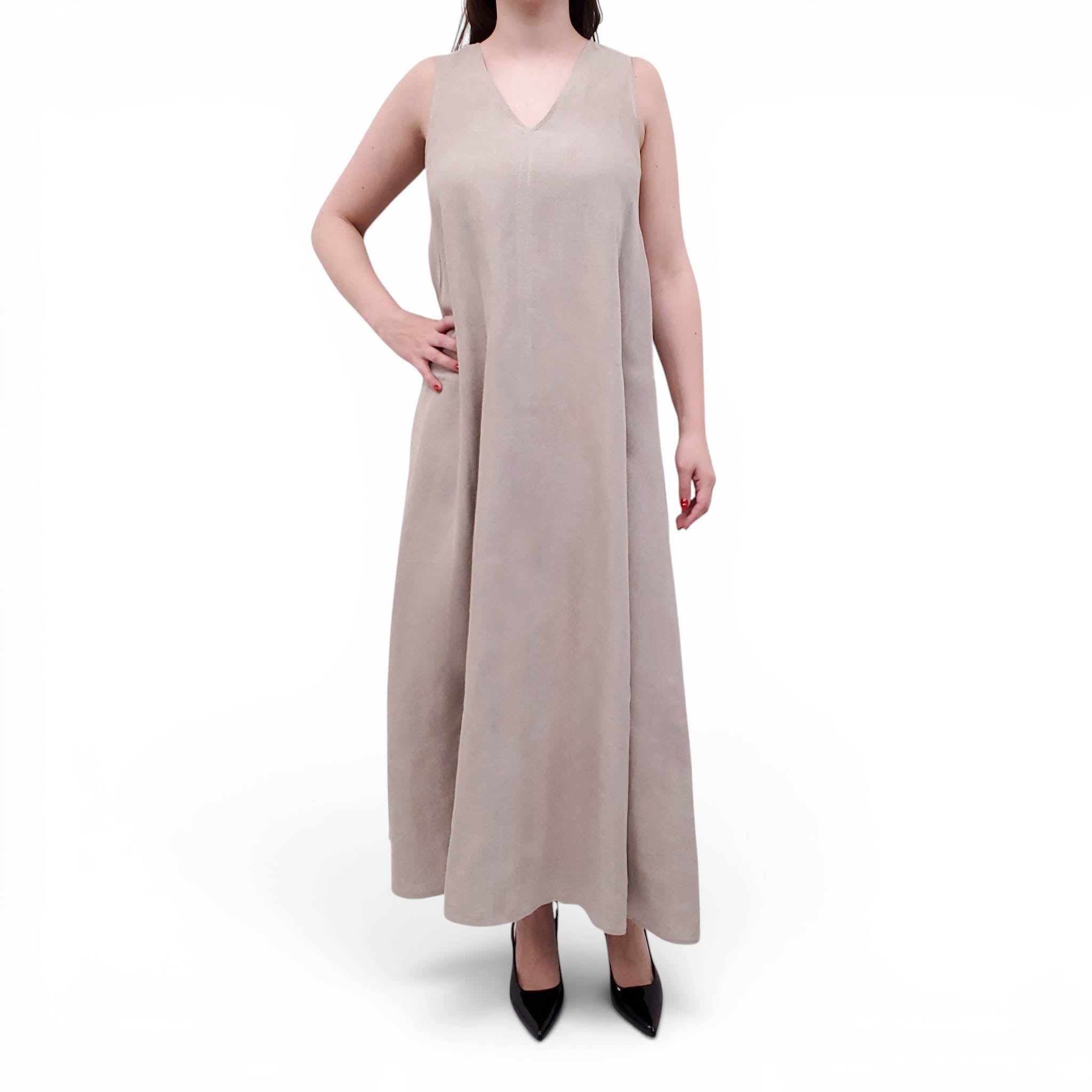 MAX MARA TAUPE LINEN DRESS - SIZE 8