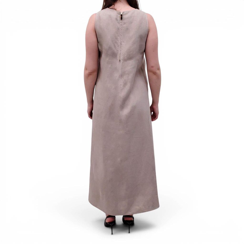 MAX MARA TAUPE LINEN DRESS - SIZE 8