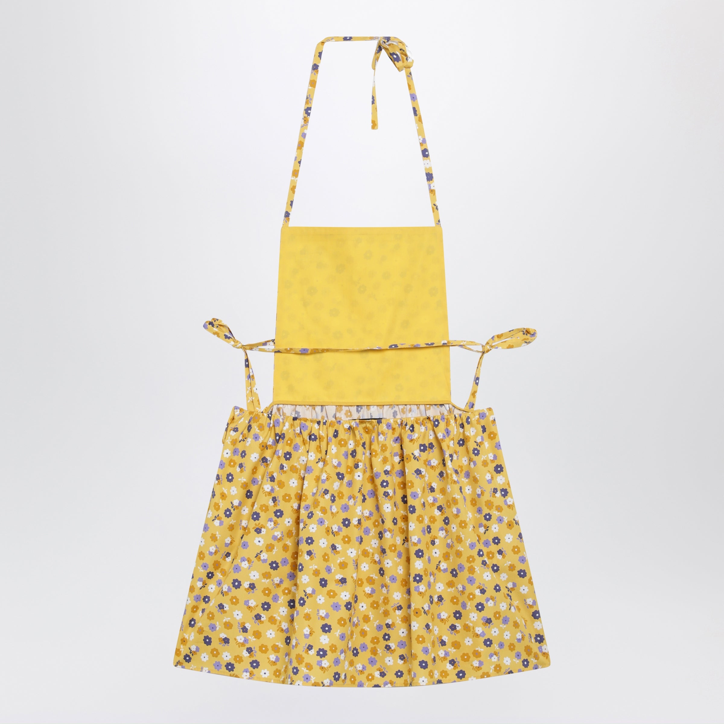 Miu Miu Floral Cotton Poplin Dress In Yellow And Purple Women