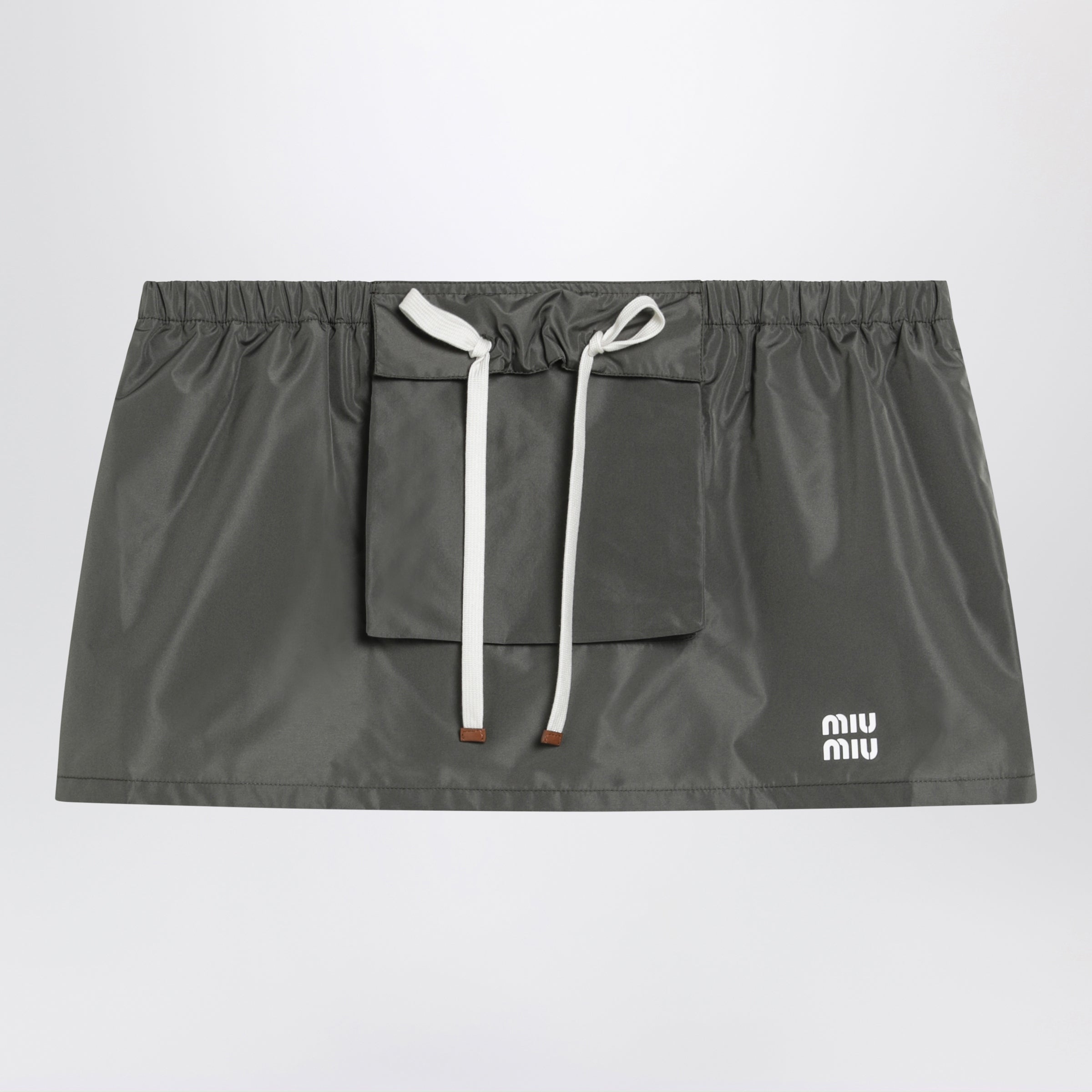Miu Miu Tela Tec Miniskirt With Front Pocket Women
