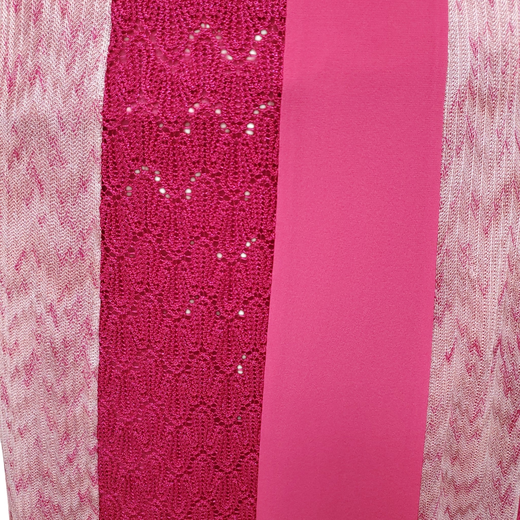 MISSONI PINK STRIPED DRESS WITH BUTTON DETAIL - SIZE 38