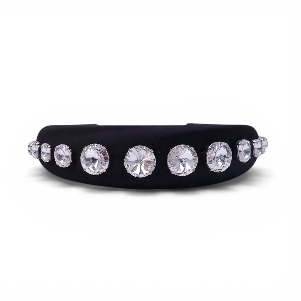MIU MIU BLACK SATIN AND CRYSTAL HEADBAND