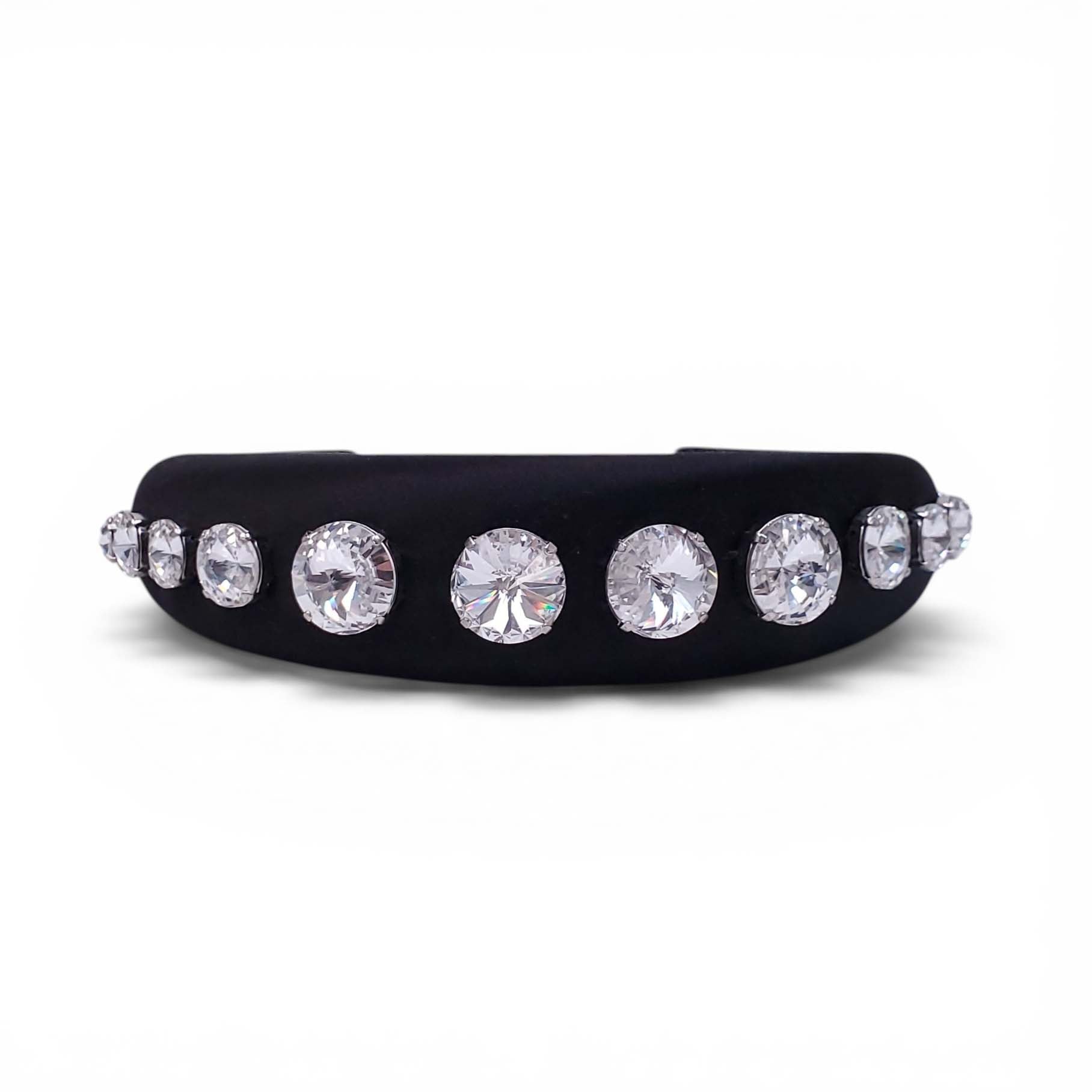 MIU MIU BLACK SATIN AND CRYSTAL HEADBAND