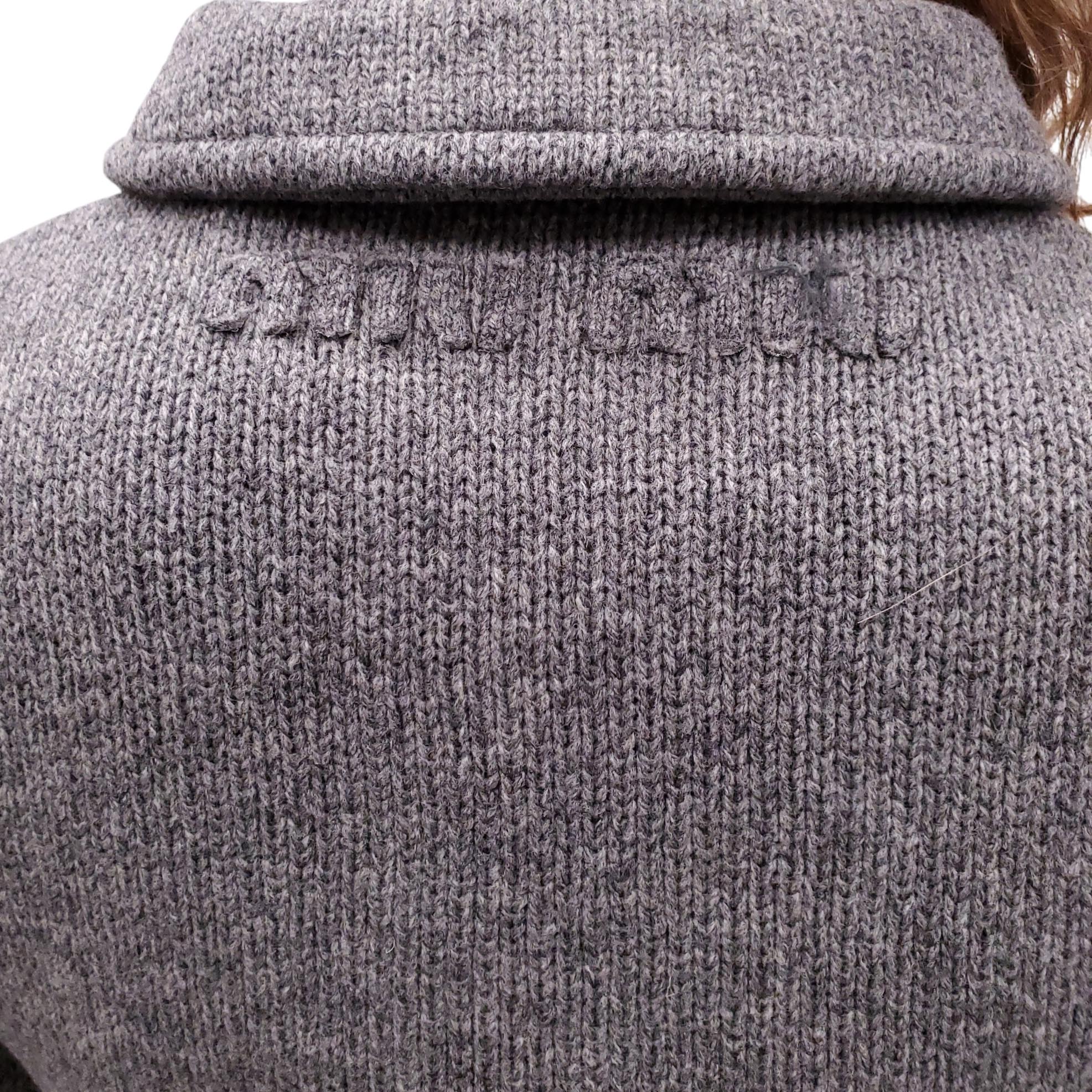 MIU MIU GREY KNIT WOOL JACKET WITH LOGO - SIZE 36