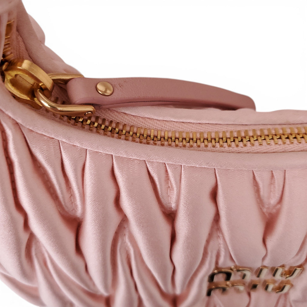 MIU MIU PINK SATIN MINI WANDER BAG