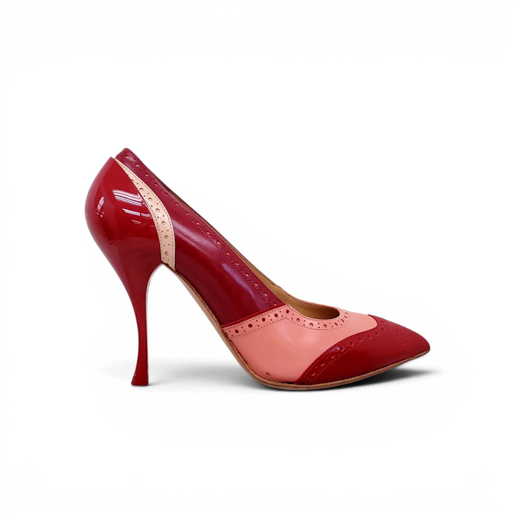 MIU MIU RED AND PINK OXFORD HEELS - SIZE 39.5
