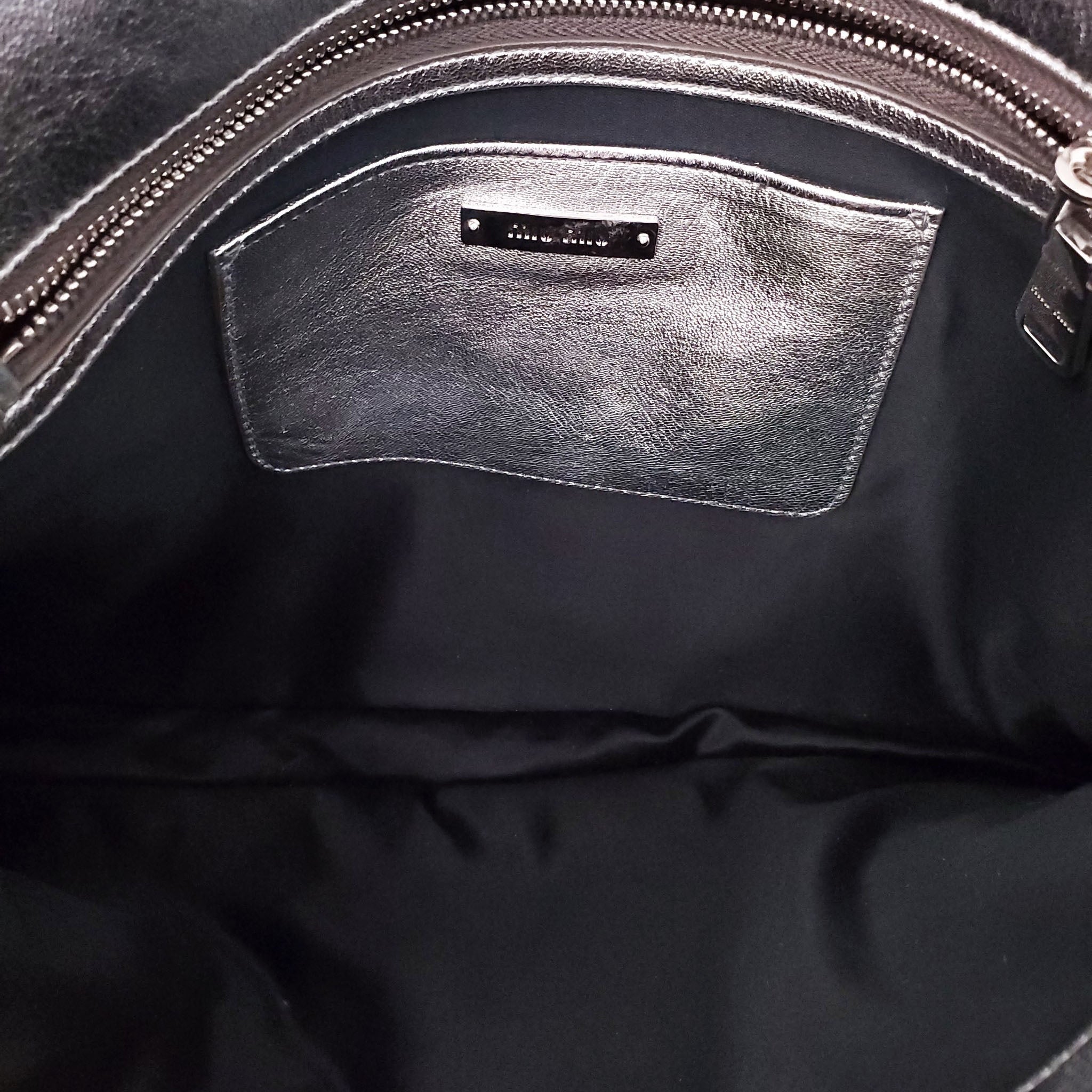 MIU MIU SILVER RUCHED BAG WITH CRYSTAL DETAIL