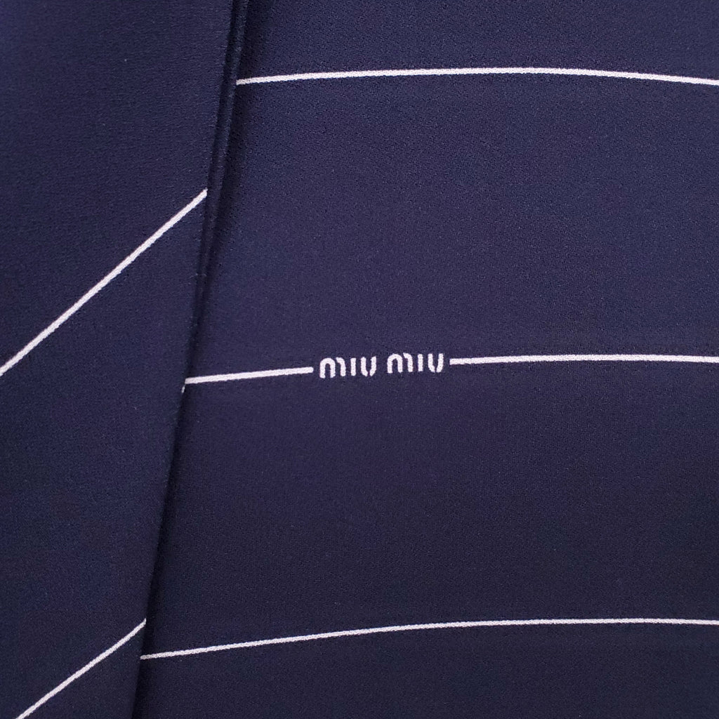 MIU MIU STRIPED DRESS WITH LOGO AND TIE DETAIL - SIZE XS