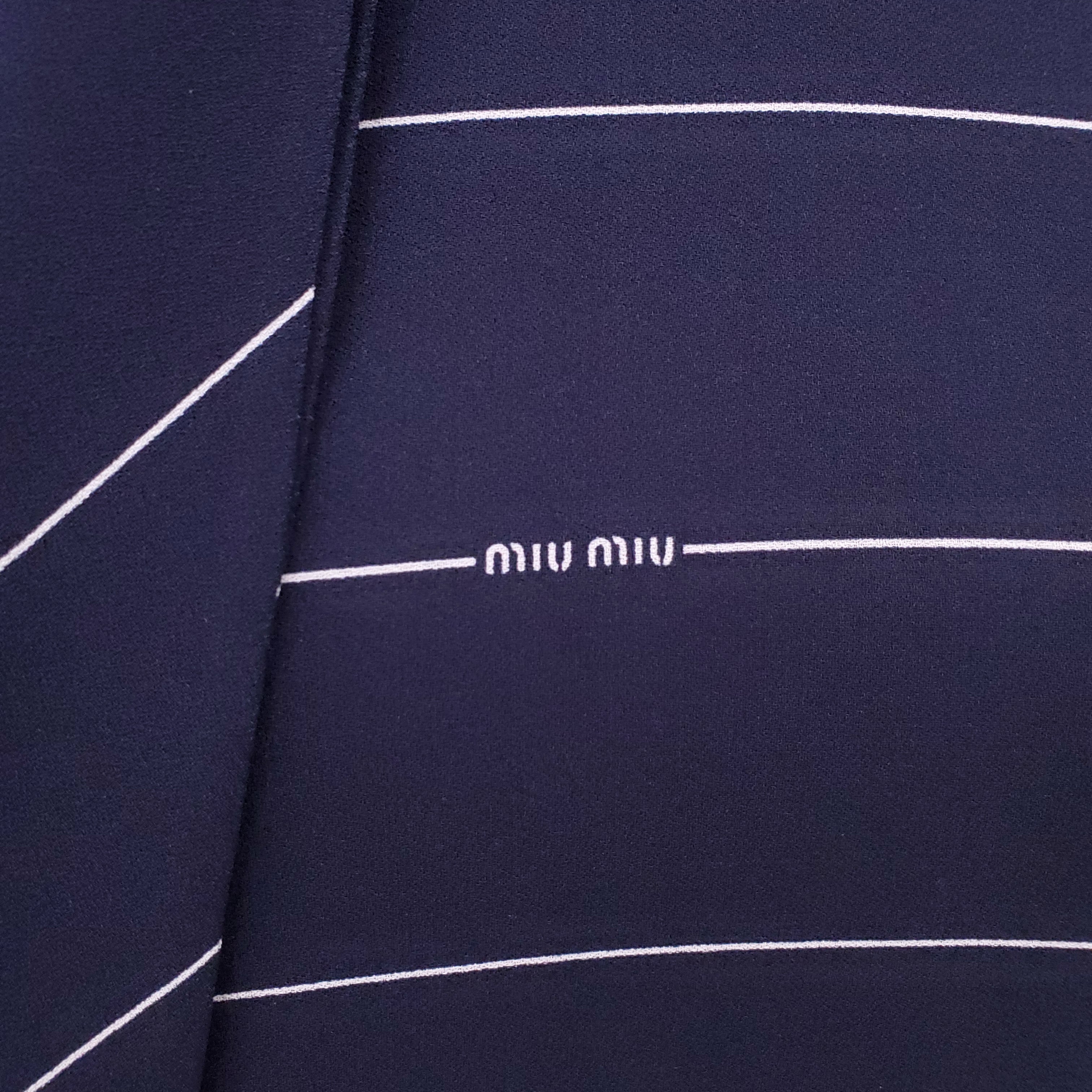 MIU MIU STRIPED DRESS WITH LOGO AND TIE DETAIL - SIZE XS