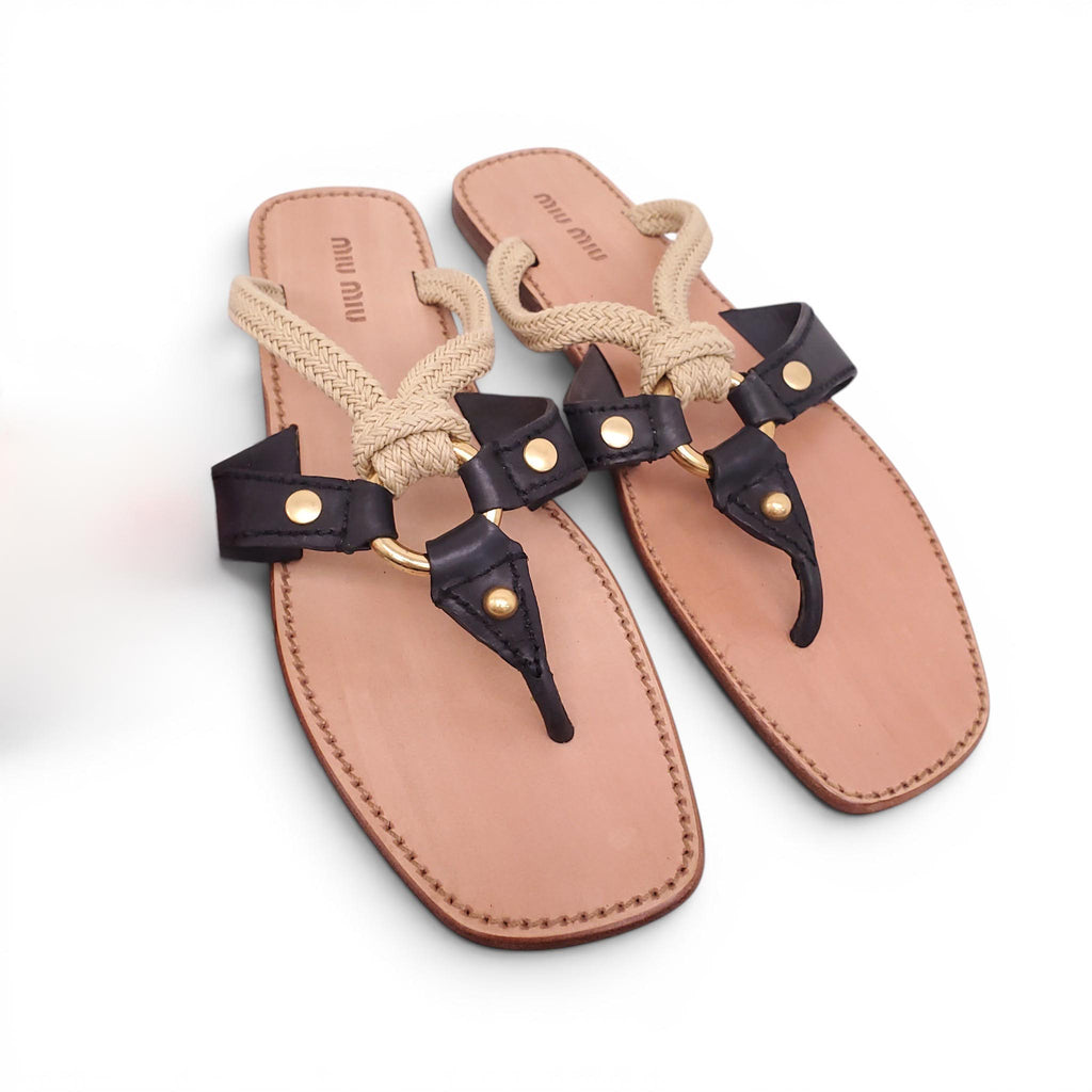 MIU MIU WRAP SANDALS WITH ROPE DETAIL - SIZE 40