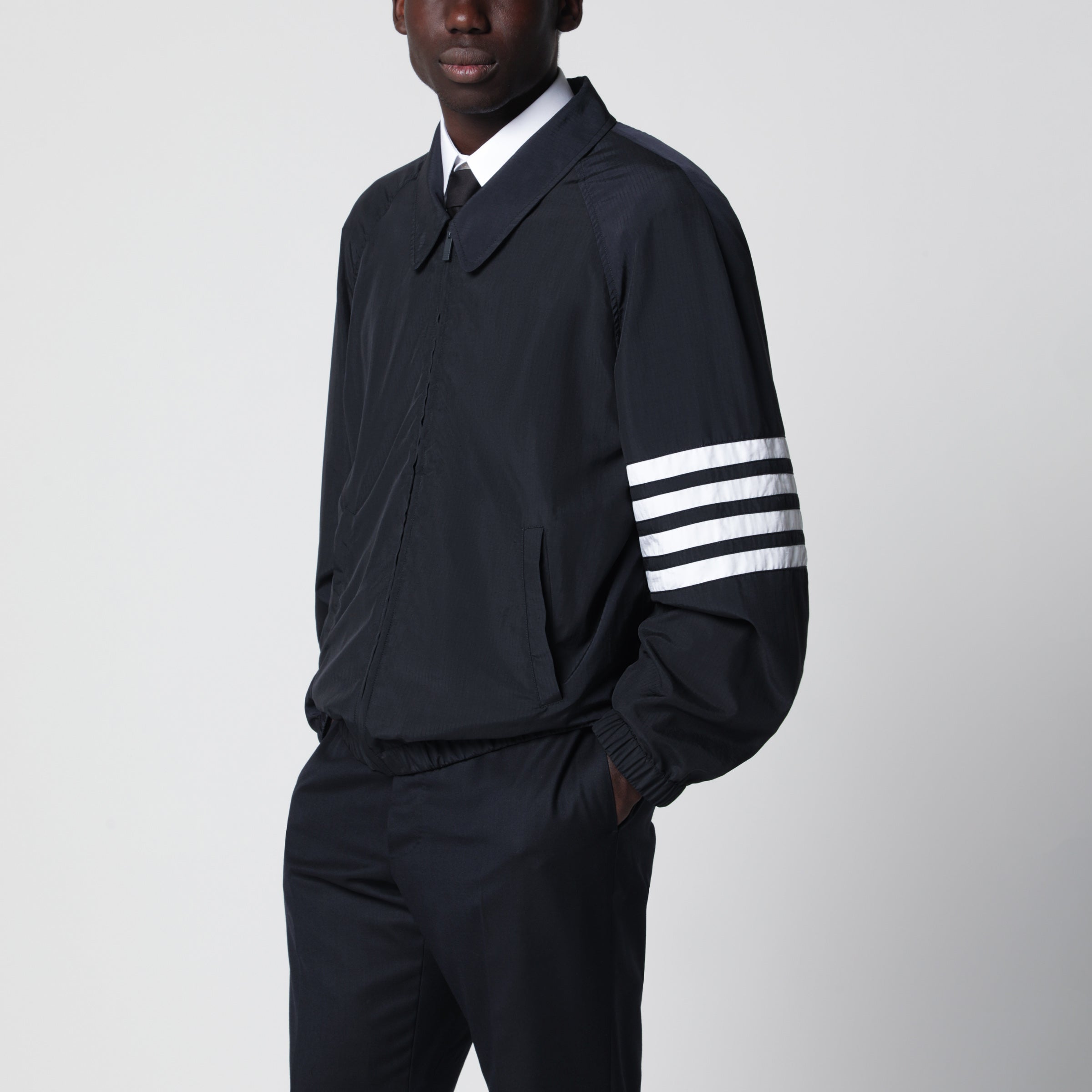 Thom Browne Lightweight Navy Blue Zip-Up Jacket Men