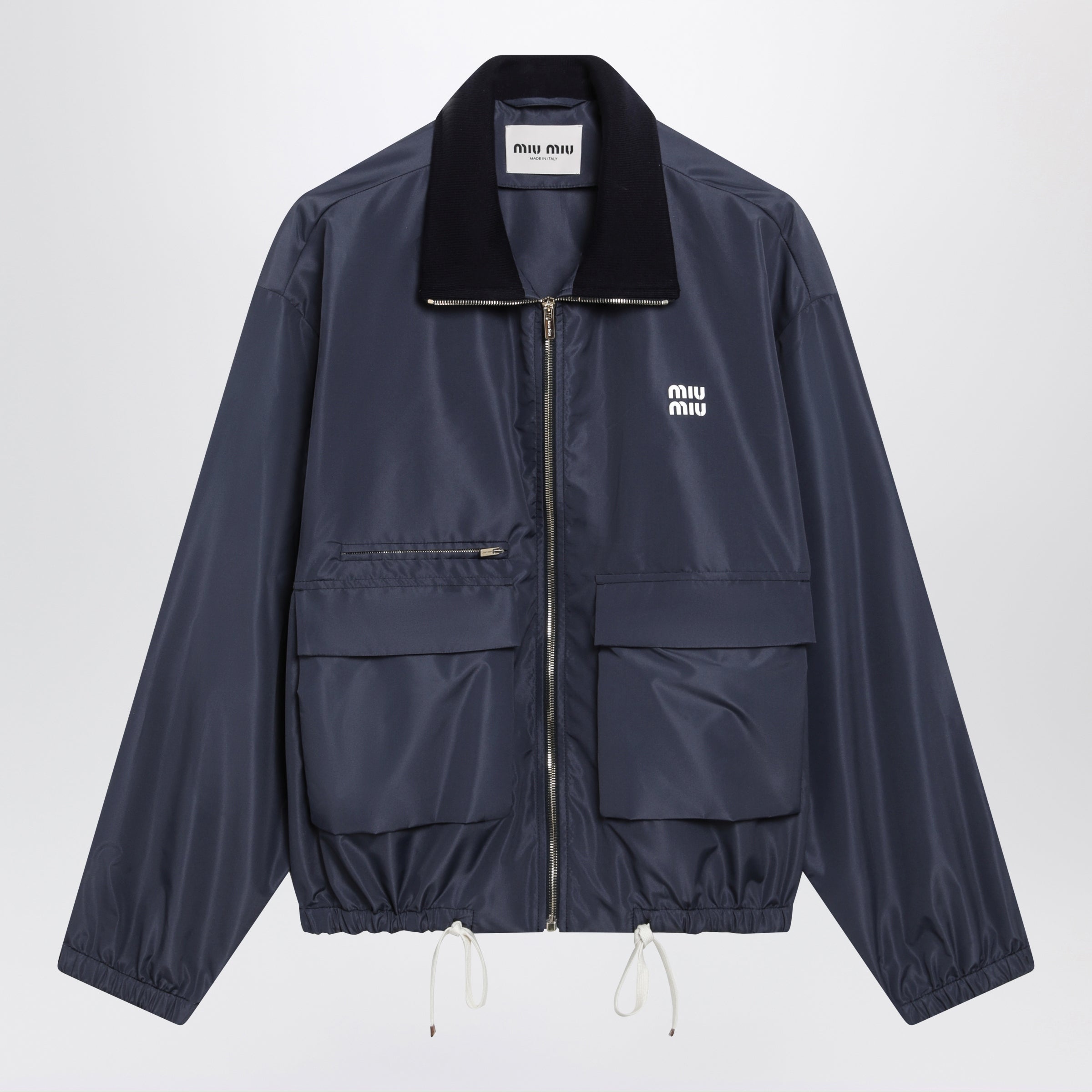 Miu Miu Tela Tec Lightweight Windproof Blouson In Blue Women