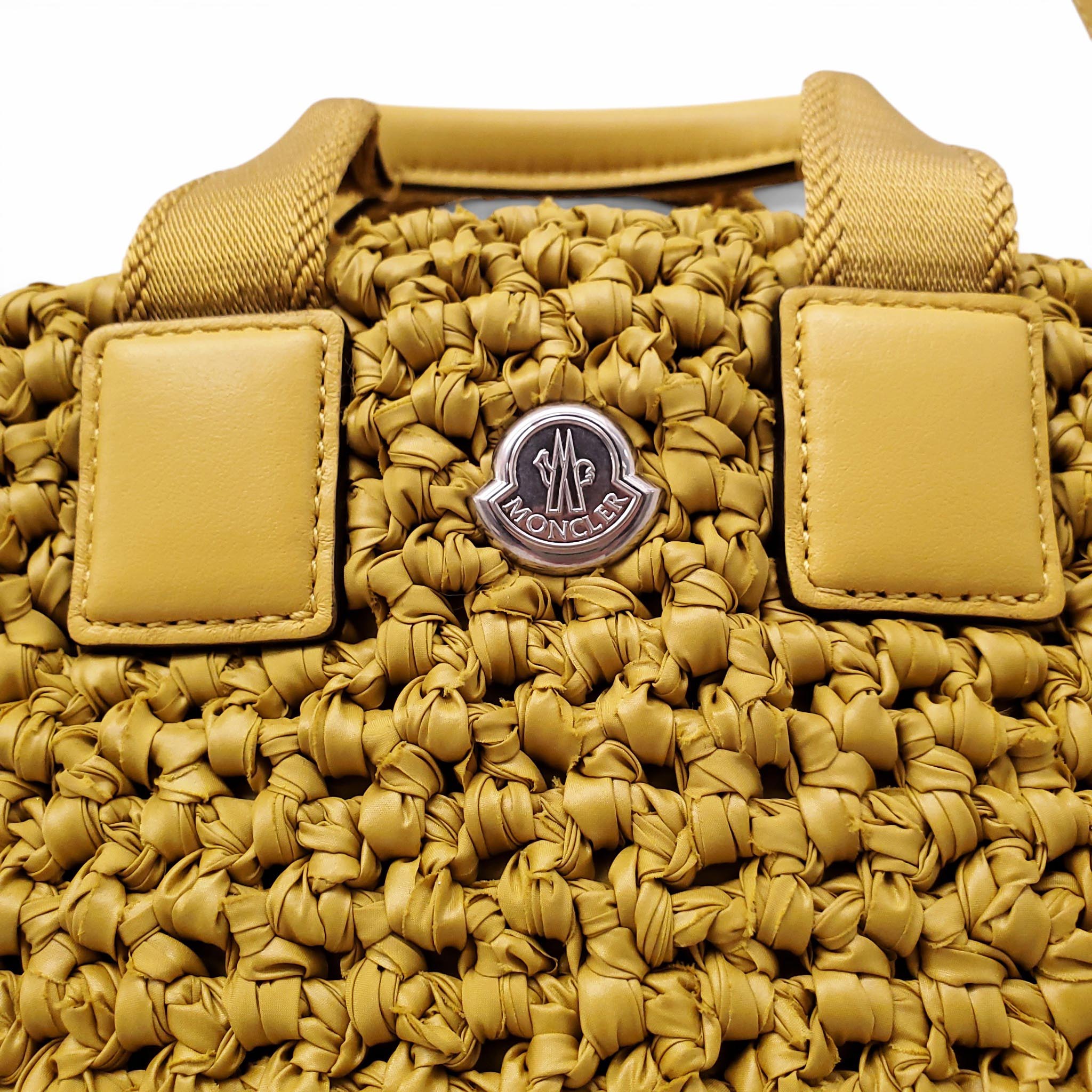 MONCLER YELLOW WOVEN CROSSBODY BAG