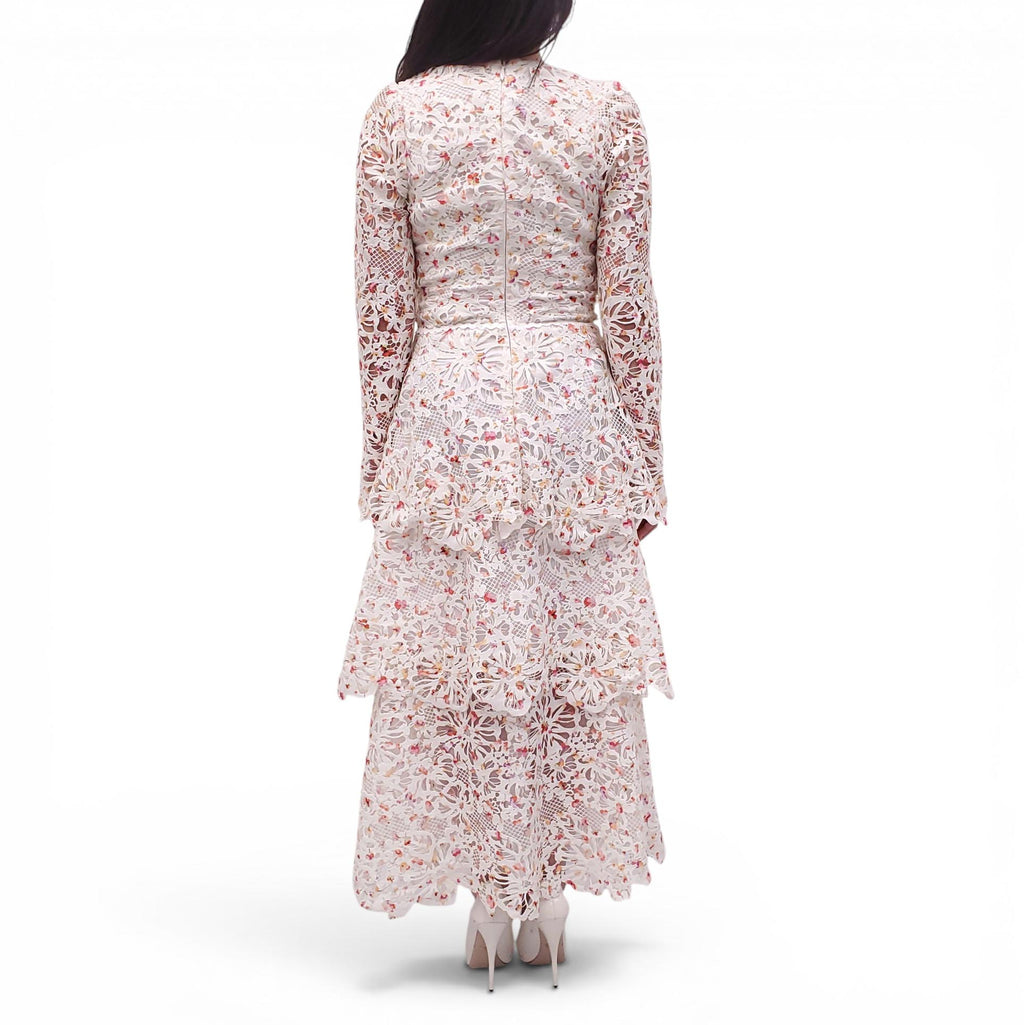 MONIQUE LHUILLIER WHITE LACE EYELET DRESS - SIZE US 6
