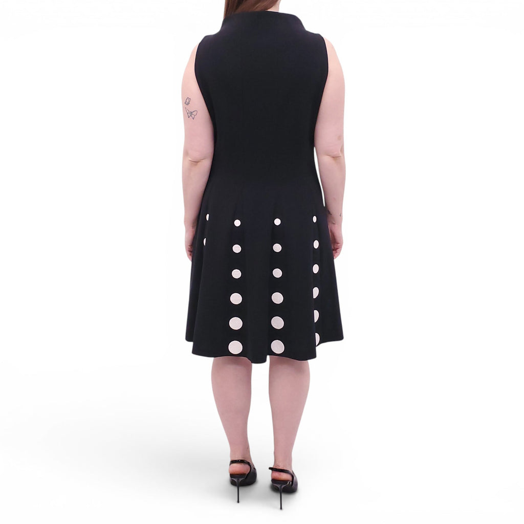 MOSCHINO BLACK AND WHITE DRESS WITH POLKA DOT DETAIL - SIZE 12