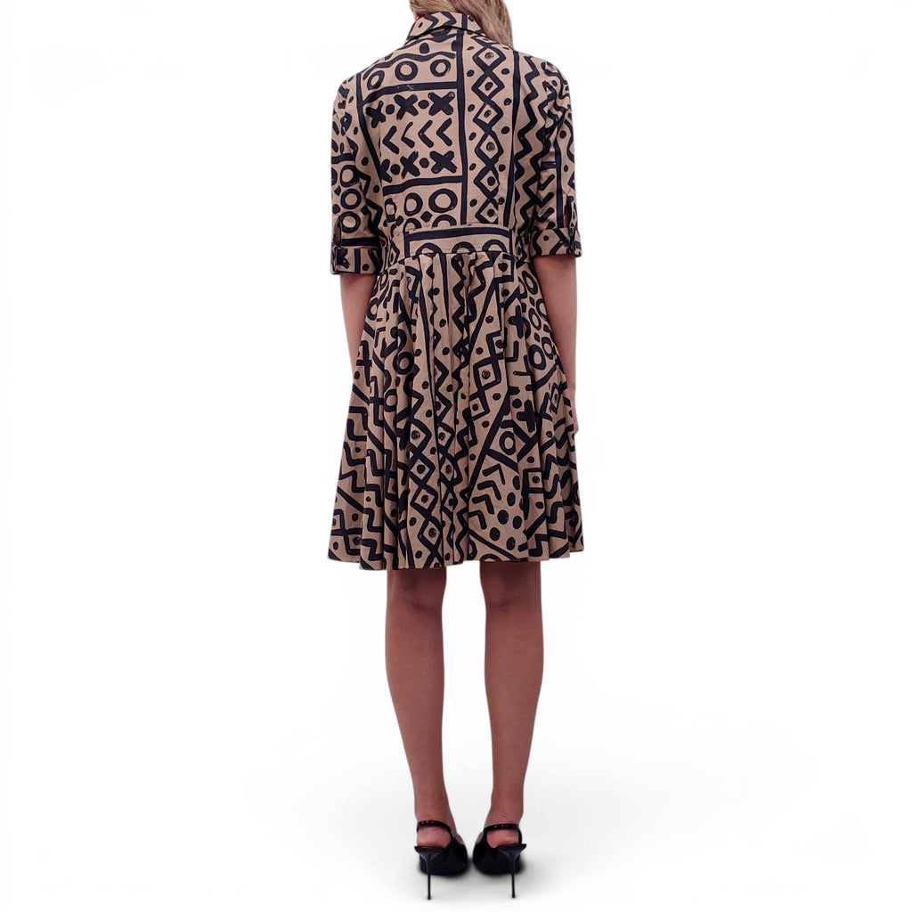 MOSCHINO BROWN AND BLACK PATTERNED DRESS - SIZE L