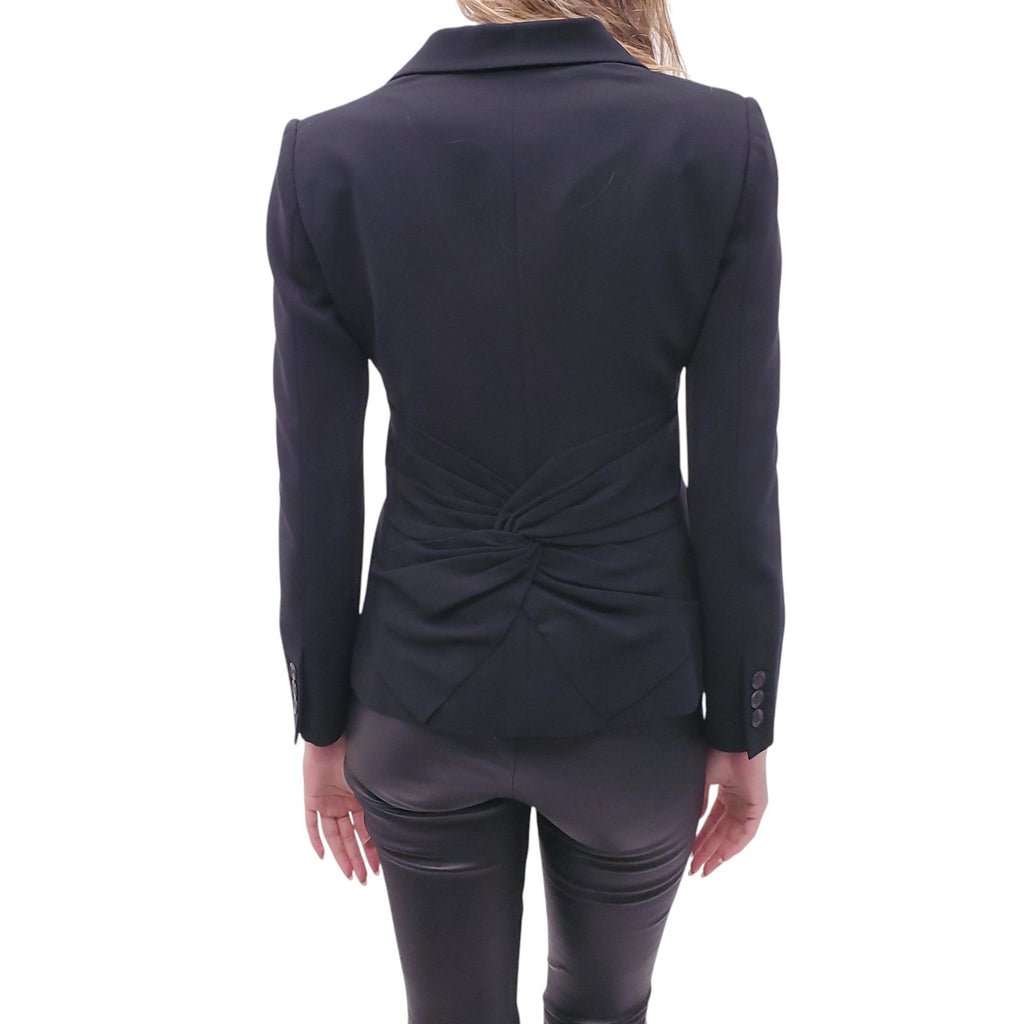 MOSCHINO COUTURE BLACK BLAZER WITH RUCHED DETAIL - SIZE 10