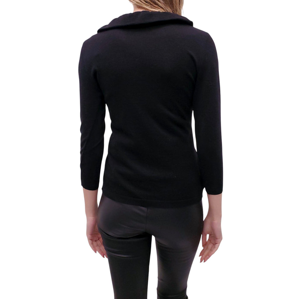 MOSCHINO COUTURE BLACK SWEATER WITH FLOWER - SIZE 8