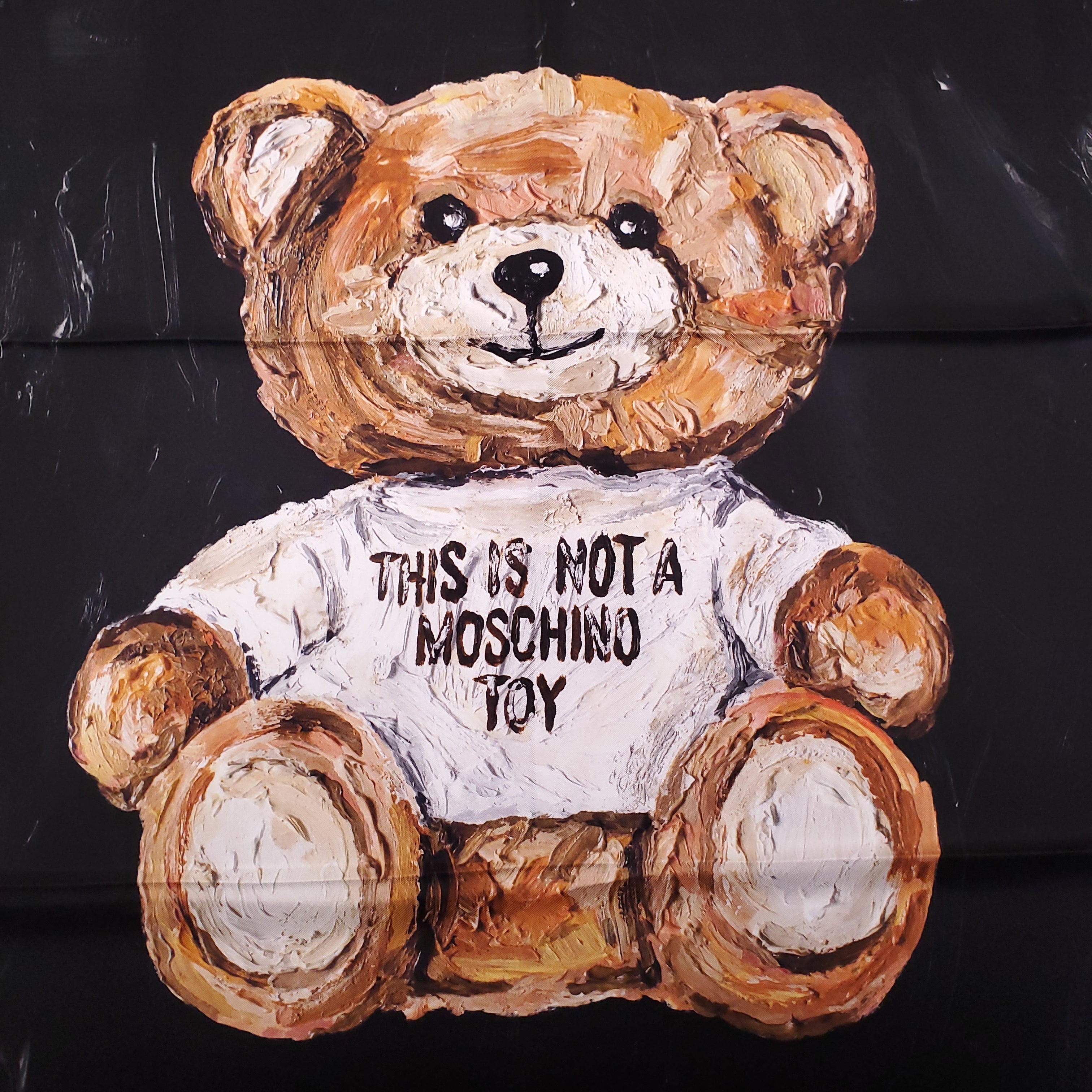 MOSCHINO SILK LOGO TEDDY BEAR SCARF