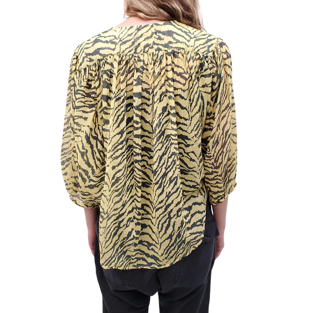MOTHER YELLOW ZEBRA PRINT COTTON BLOUSE - SIZE S