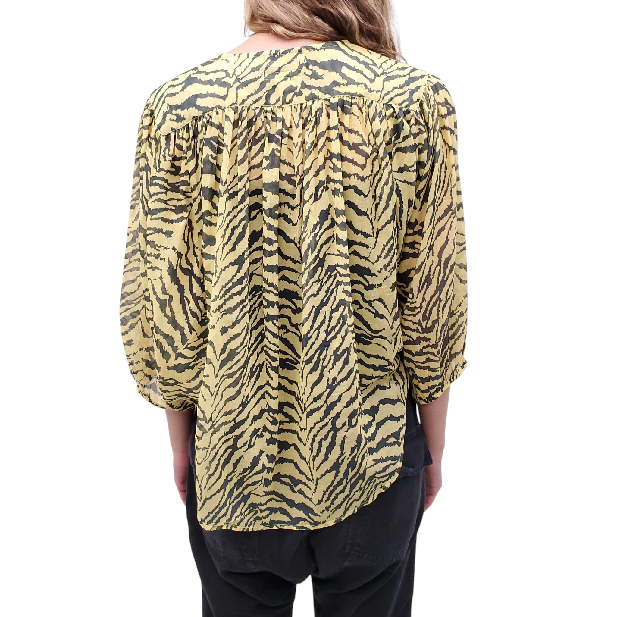 MOTHER YELLOW ZEBRA PRINT COTTON BLOUSE - SIZE S