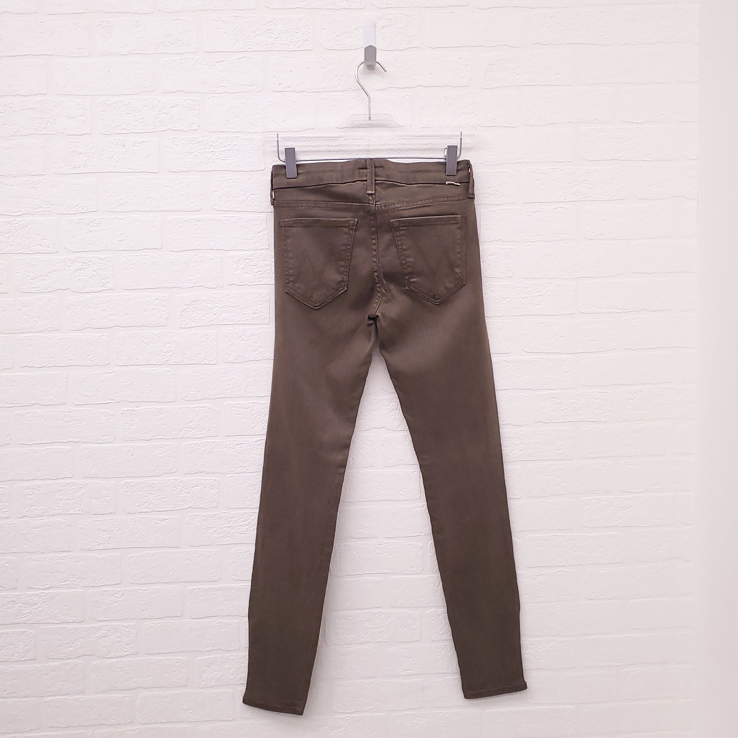 MOTHER 'THE LOOKER ANKLE ZIP' KHAKI GREEN JEANS - SIZE 26