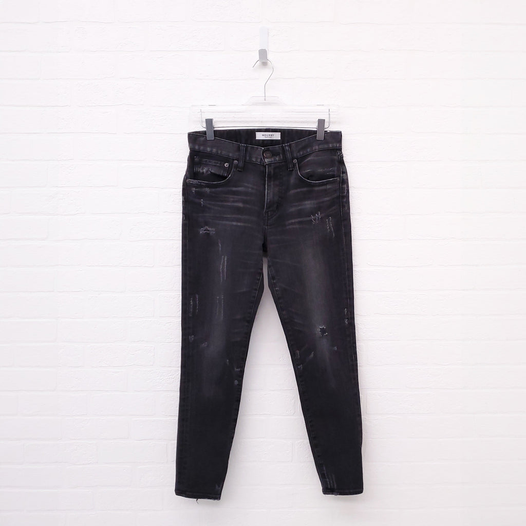 MOUSSY DISTRESSED DARK GREY DISTRESSED JEANS - SIZE 26