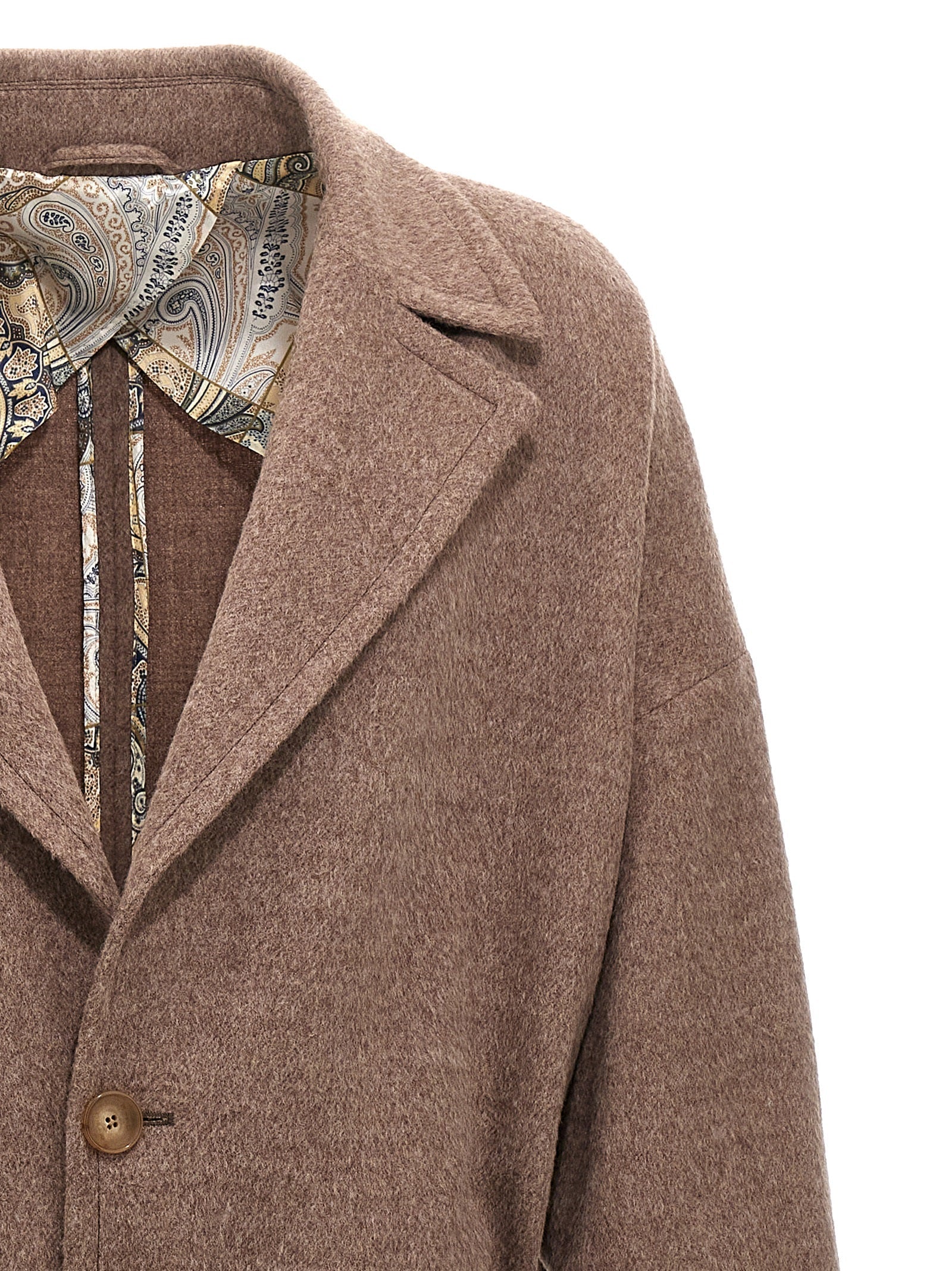 Etro Men Single-Breasted Wool Coat